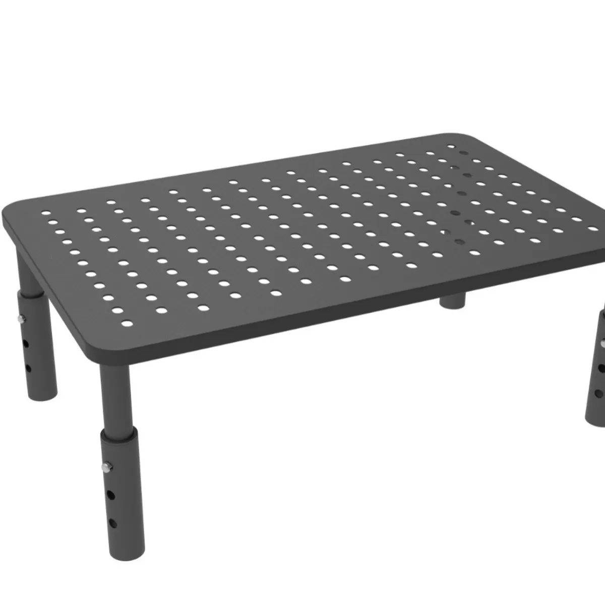 INF Monitorhöjare i svart legerat stål - justerbart laptop- och skärmstativ med förvaring