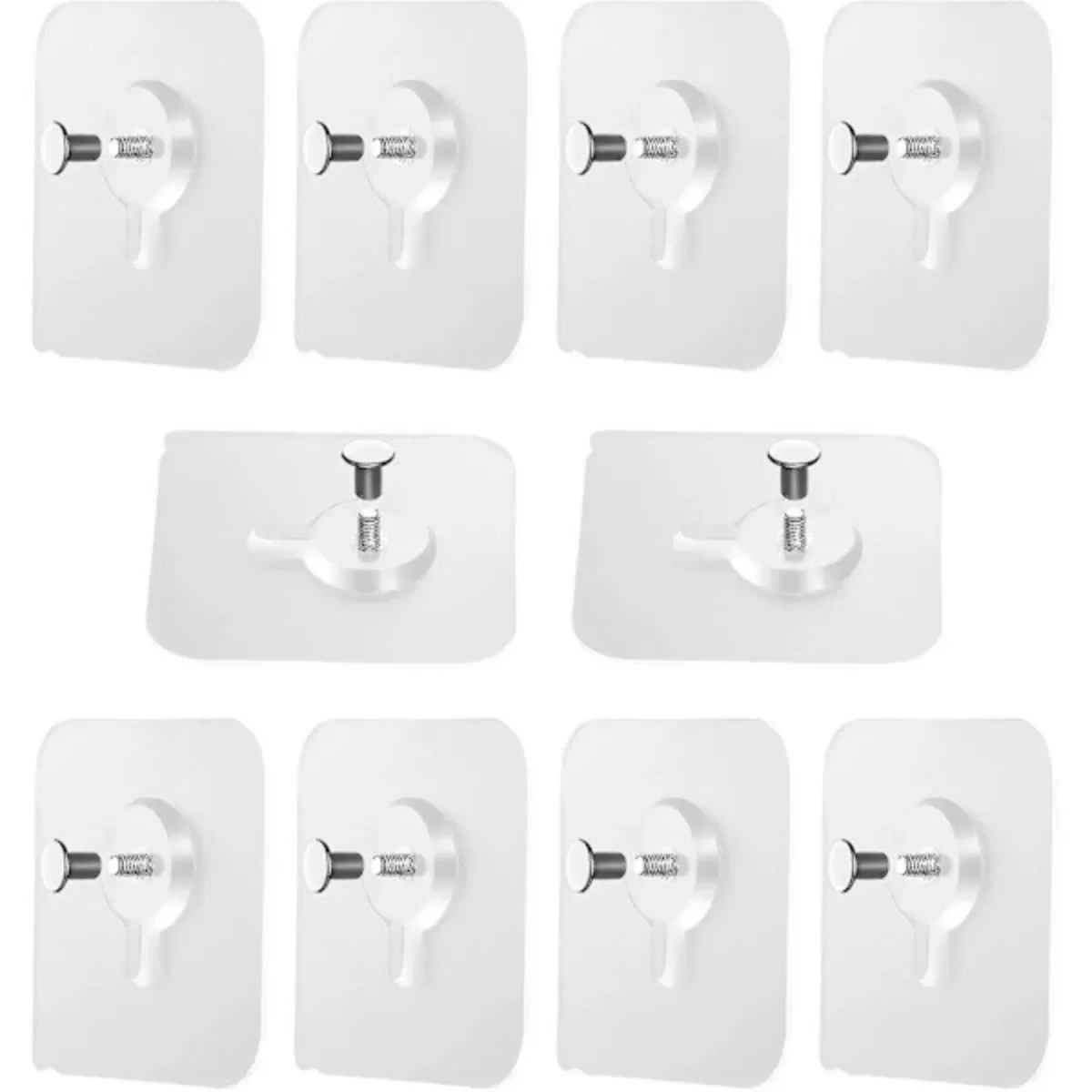 INF Självhäftande tavelkrokar - Genomskinliga PVC-akryl-rostfria tavelhängare, borrfria 10-pack