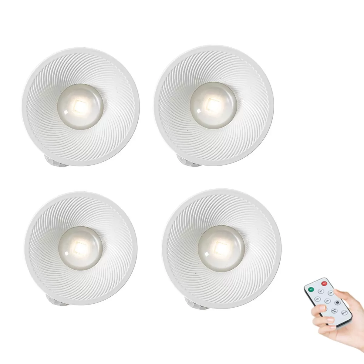 INF Smart uppladdningsbar rörelsesensor 3-färgs LED-lampa 4-pack - Type-C, 7-stegs dimning, 4-timers, självhäftande