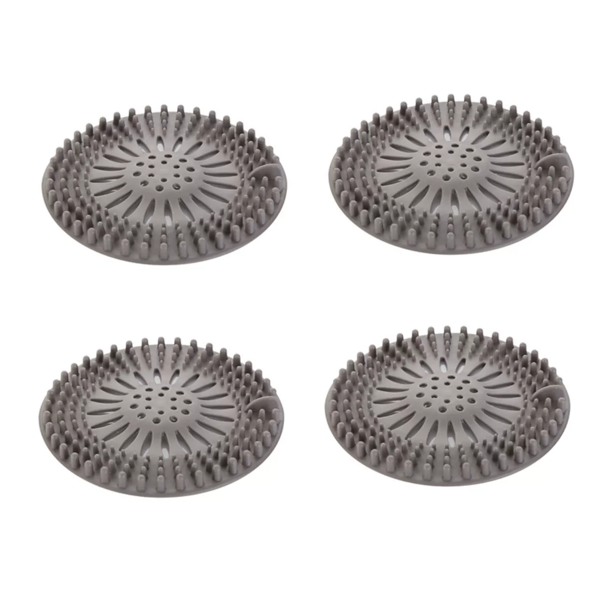 INF TPR-avloppsfiltrar för diskho (4-pack) – Hårfångare, luktblockerande avloppsfilter för badrum och kök, 13 cm x 13 cm x 1 cm Grå