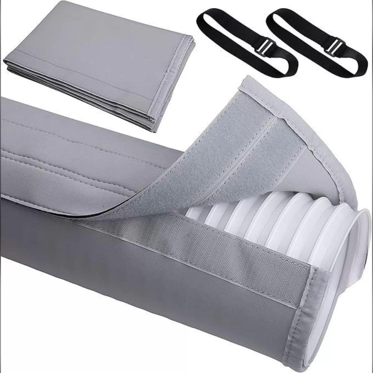 INF Bärbar isoleringsärm för AC-slang - polyester överdrag för avluftningskanal för 5 and 5.9in slangar, 150cm x 53cm x 0.5cm, Grå