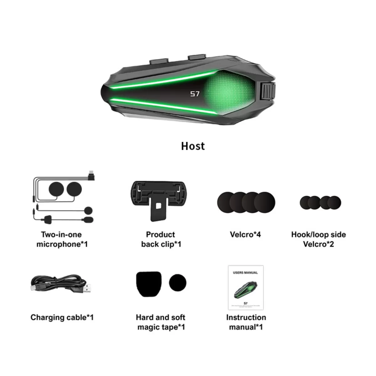 INF Motorcykelhjälm Bluetooth-headset - 30h batteritid, Hi-Fi-ljud, IP67 vattentätt, Bluetooth 5.4, 2-in-1 mikrofon