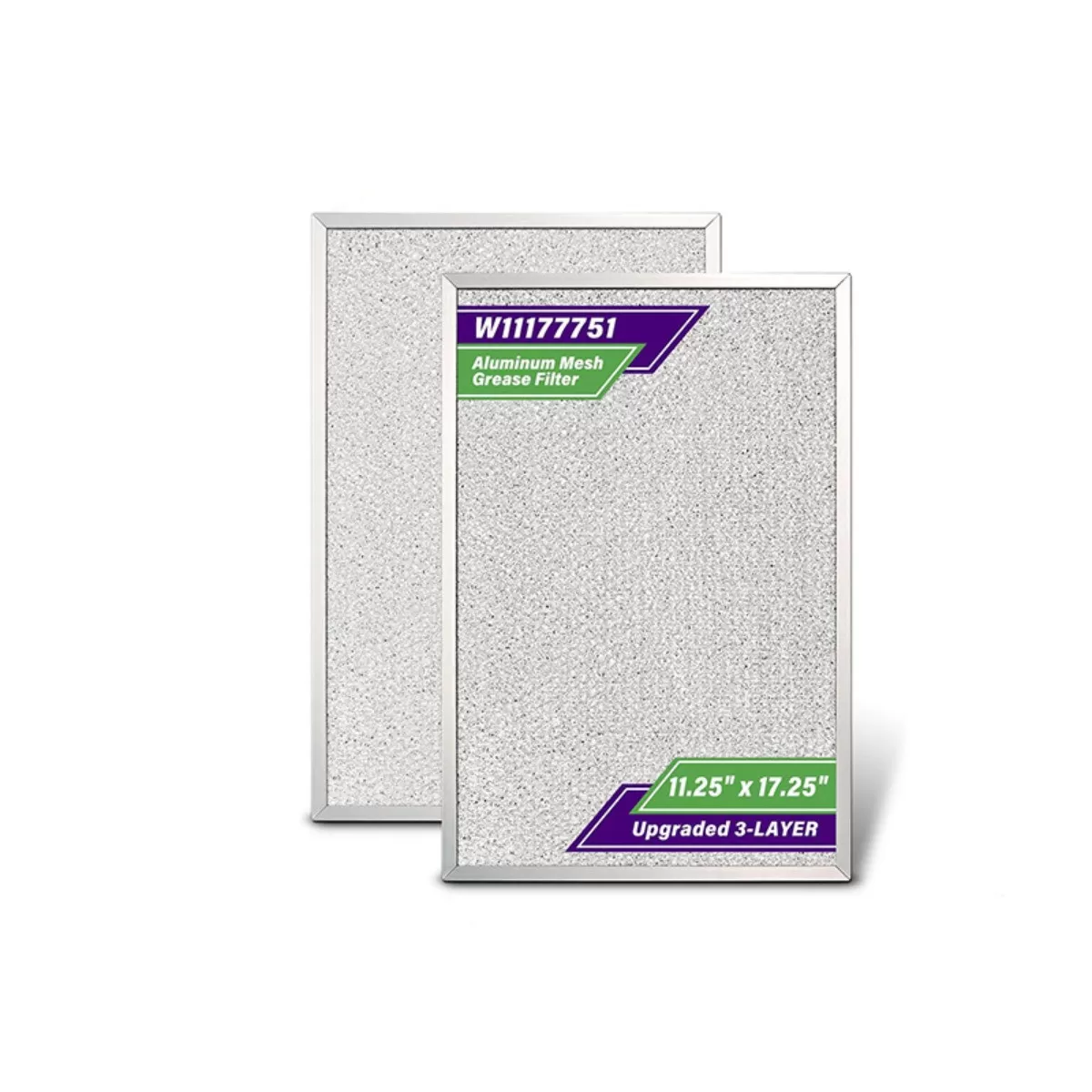 INF 2-pack fettfilter kompatibelt med Whirlpool köksfläkt - Aluminium med aktivt kol, passar W11177751 W10419114 W10834041