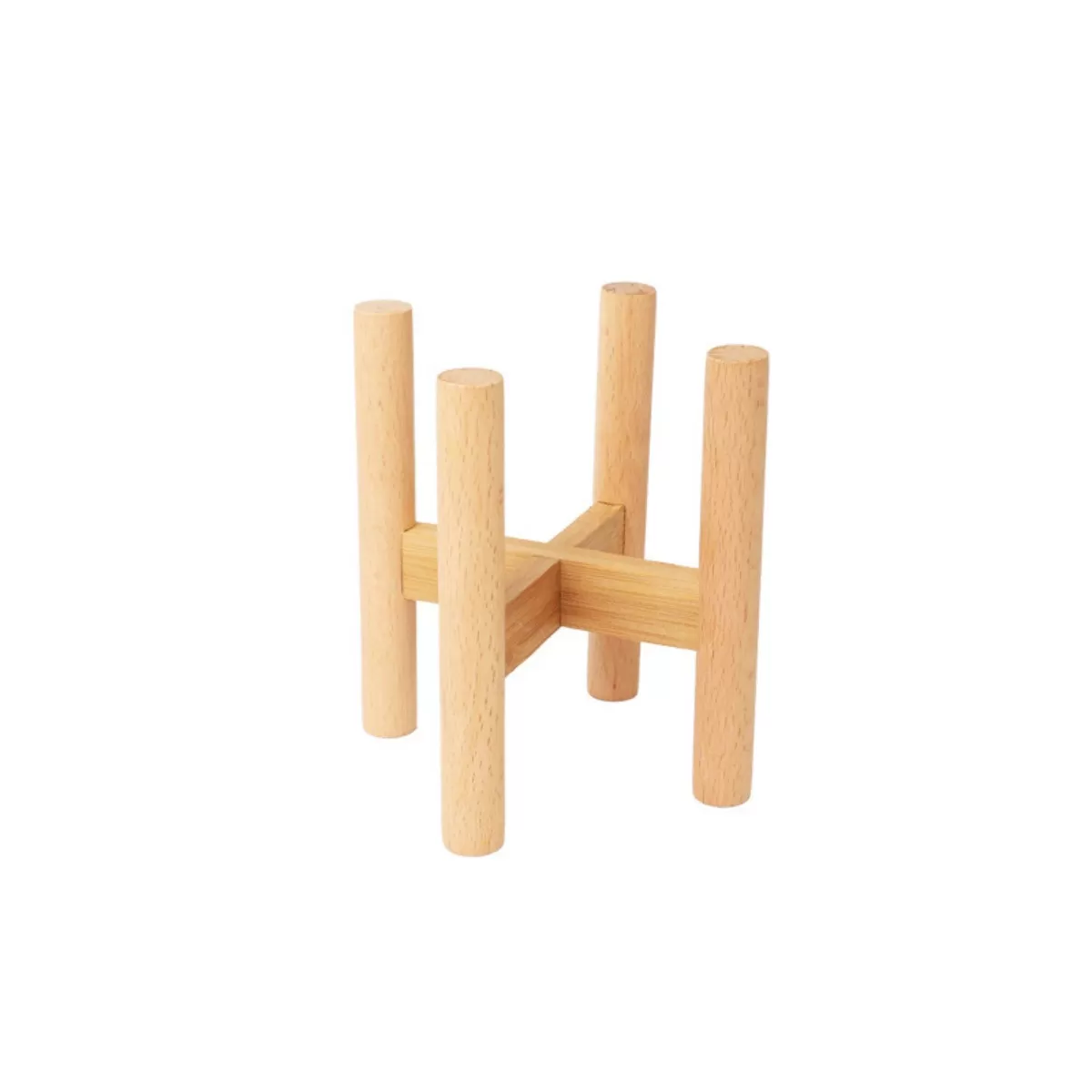 INF Trästativ i kors för krukväxter - Bokträ och Nan-bambu, naturlig träfinish, 9.9cm
