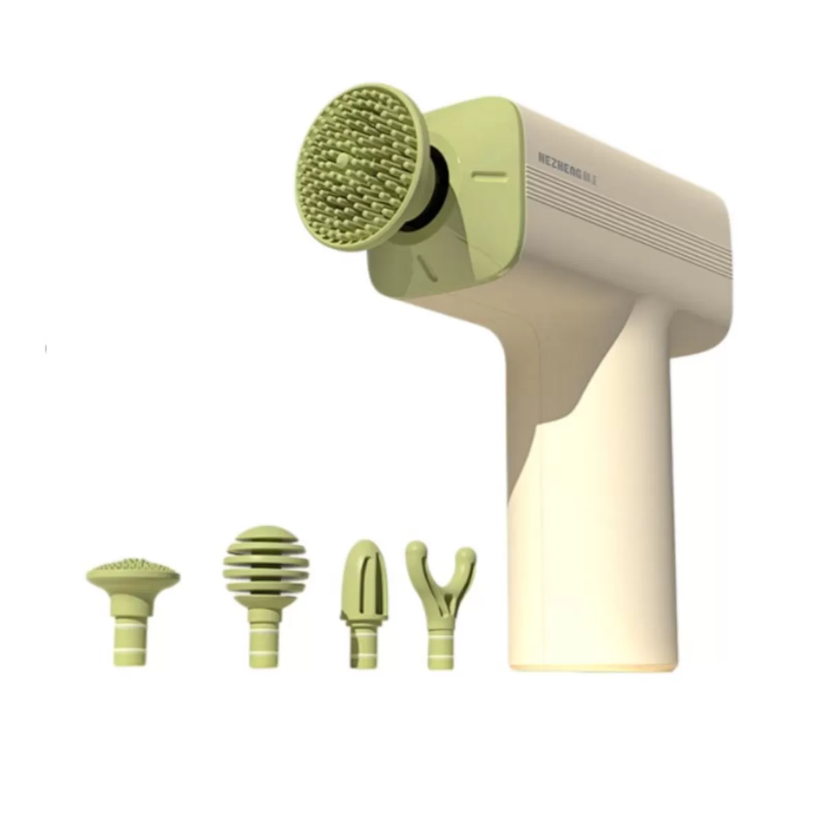 INF Smart Mini Massagepistol - Bärbar Mini Fascia-pistol med 4 Huvuden, 3 Hastigheter, 1500mAh Batteri, Låg Tystnad, 402g