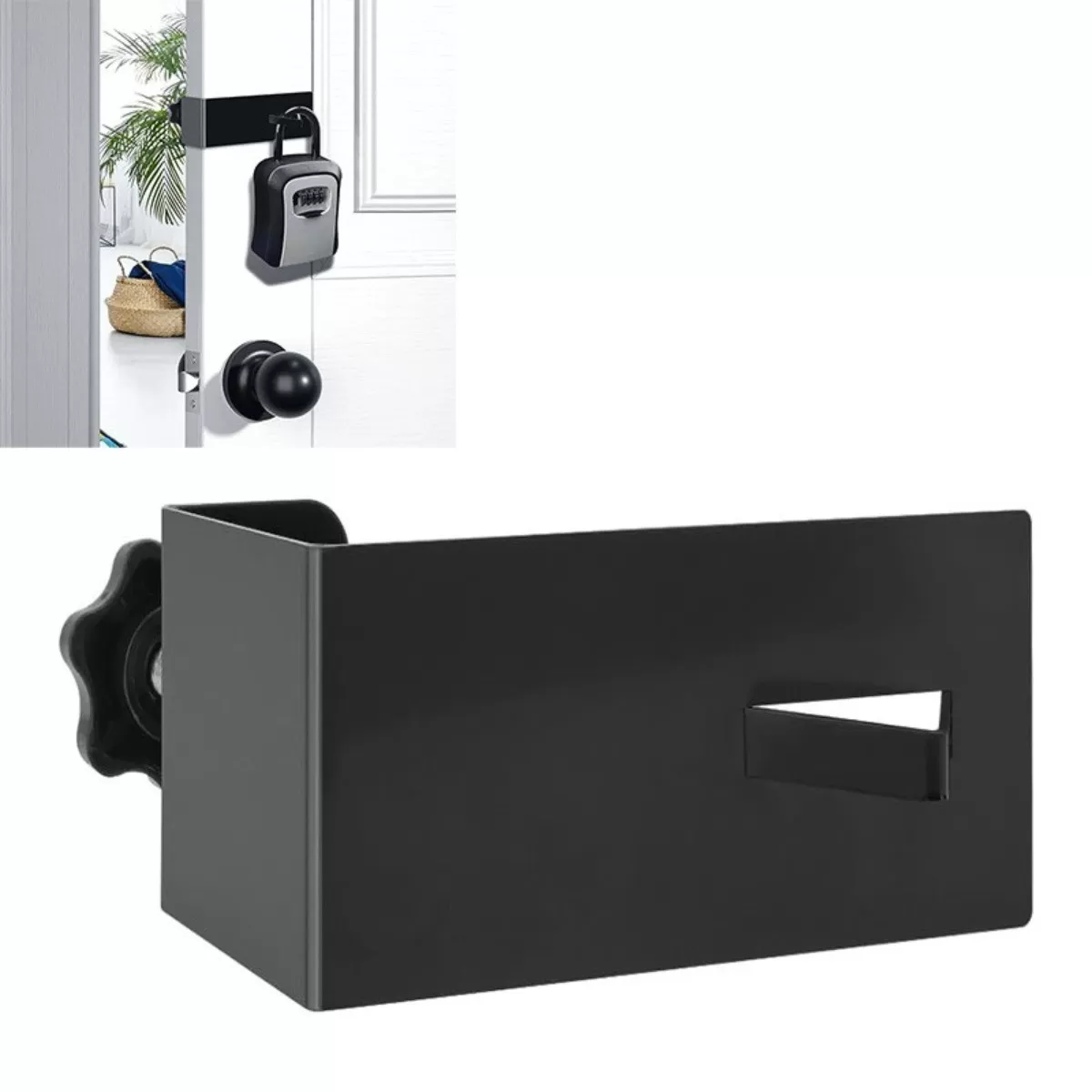 INF Över-dörr fäste för nyckellåda - Justerbar metallkrok, Ingen borrning, Passar dörrtjocklek 0.59 inch till 2.25 inch, Svart