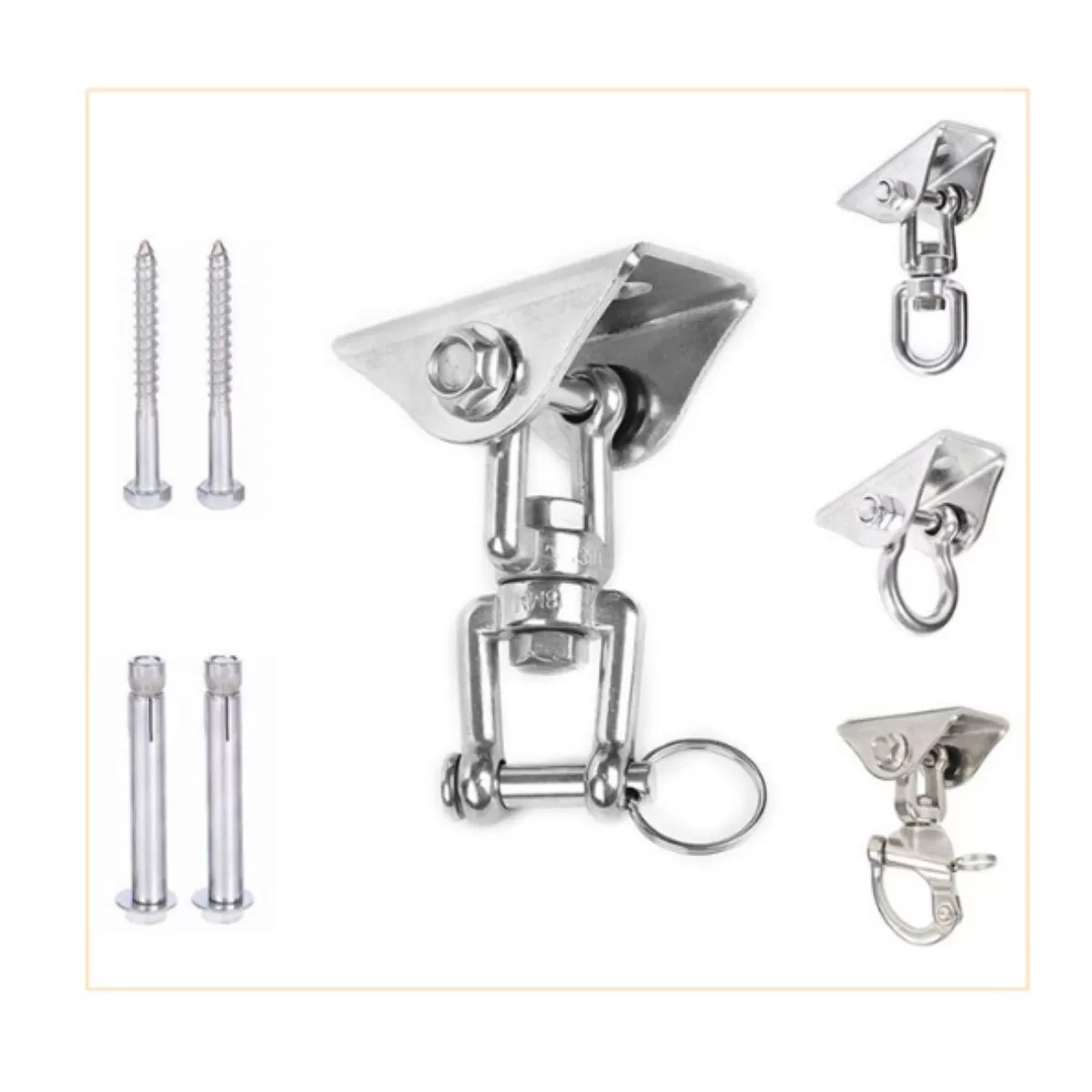 INF Bågformad fästhake i rostfritt stål för boxningssäck och hängstol med expansionsankare – Stöder ~150° naturlig gungning,