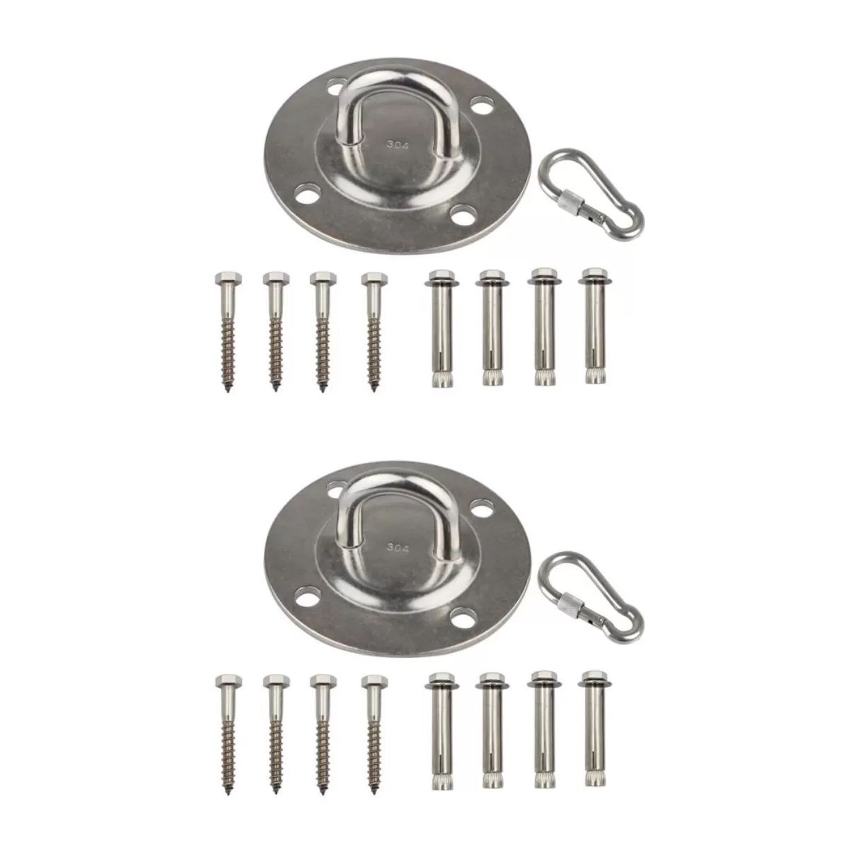 INF Set med 2 infästningsplattor i rostfritt stål - monteringsplattor för utomhussgungor, hängmattor och hängstolar
