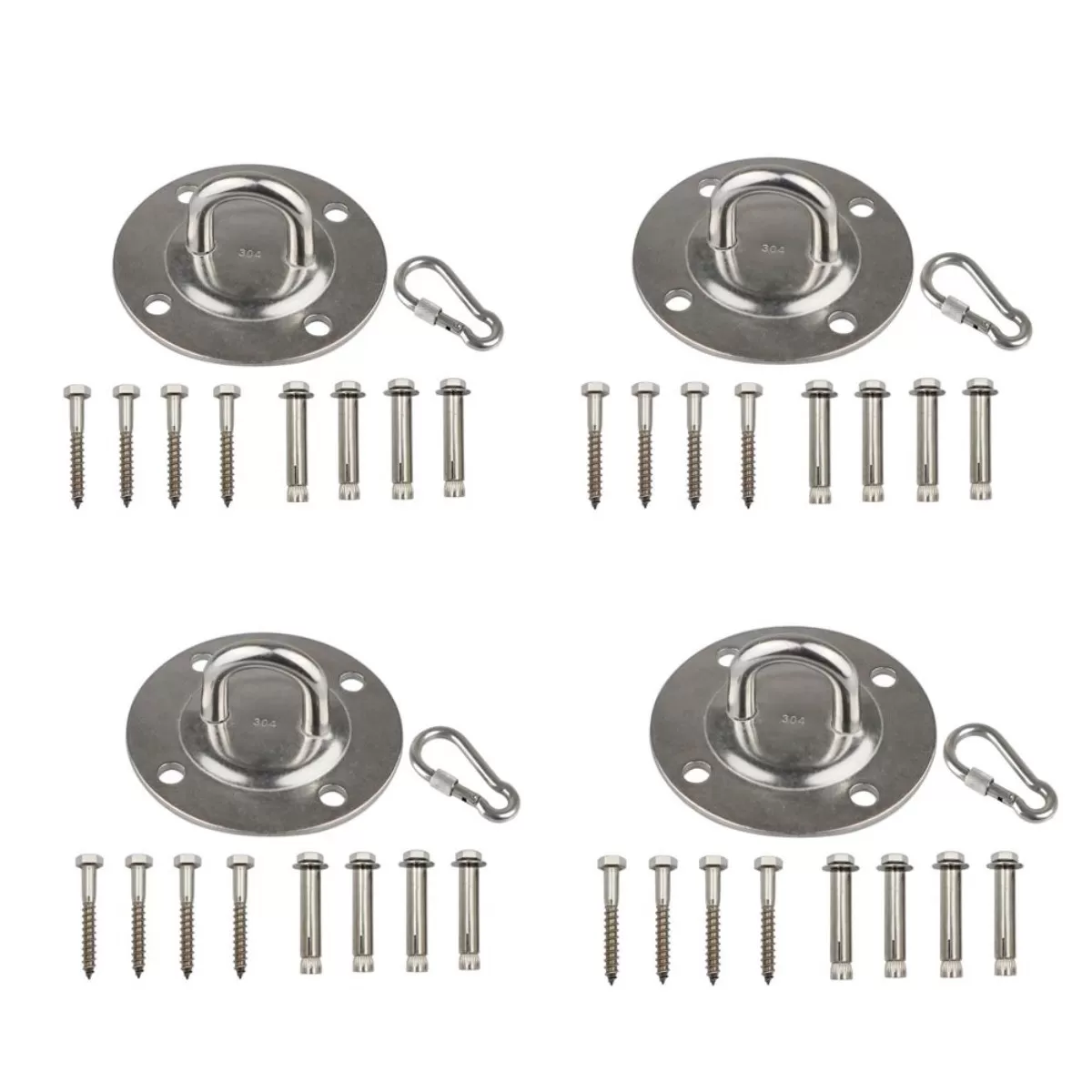 INF Set med 4 fästplattor i rostfritt stål – Kraftig upphängning för gunga, hammock och hängstol