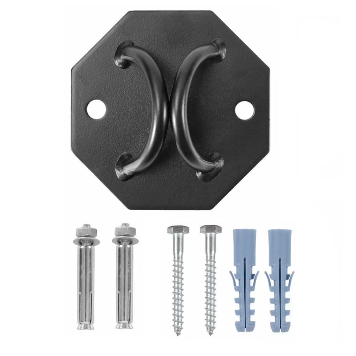 INF Hexagon dubbel-säkerhets takfäste för hängmatta - svart järn för aerialyoga, TRX och gungor