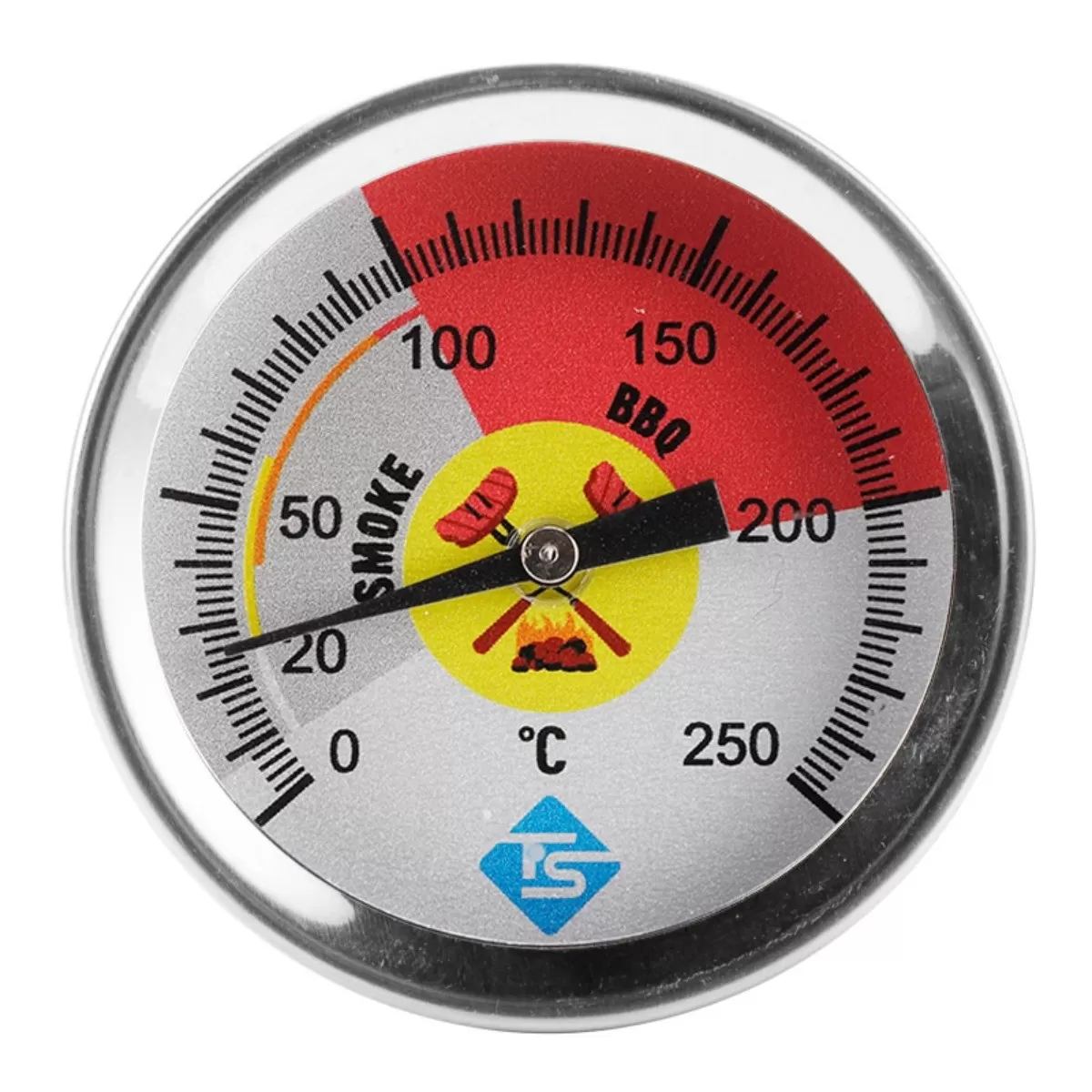 INF Bimetalltermometer för grill, ugn och panna - rostfritt stål, analog visare, mekanisk utan elektricitet