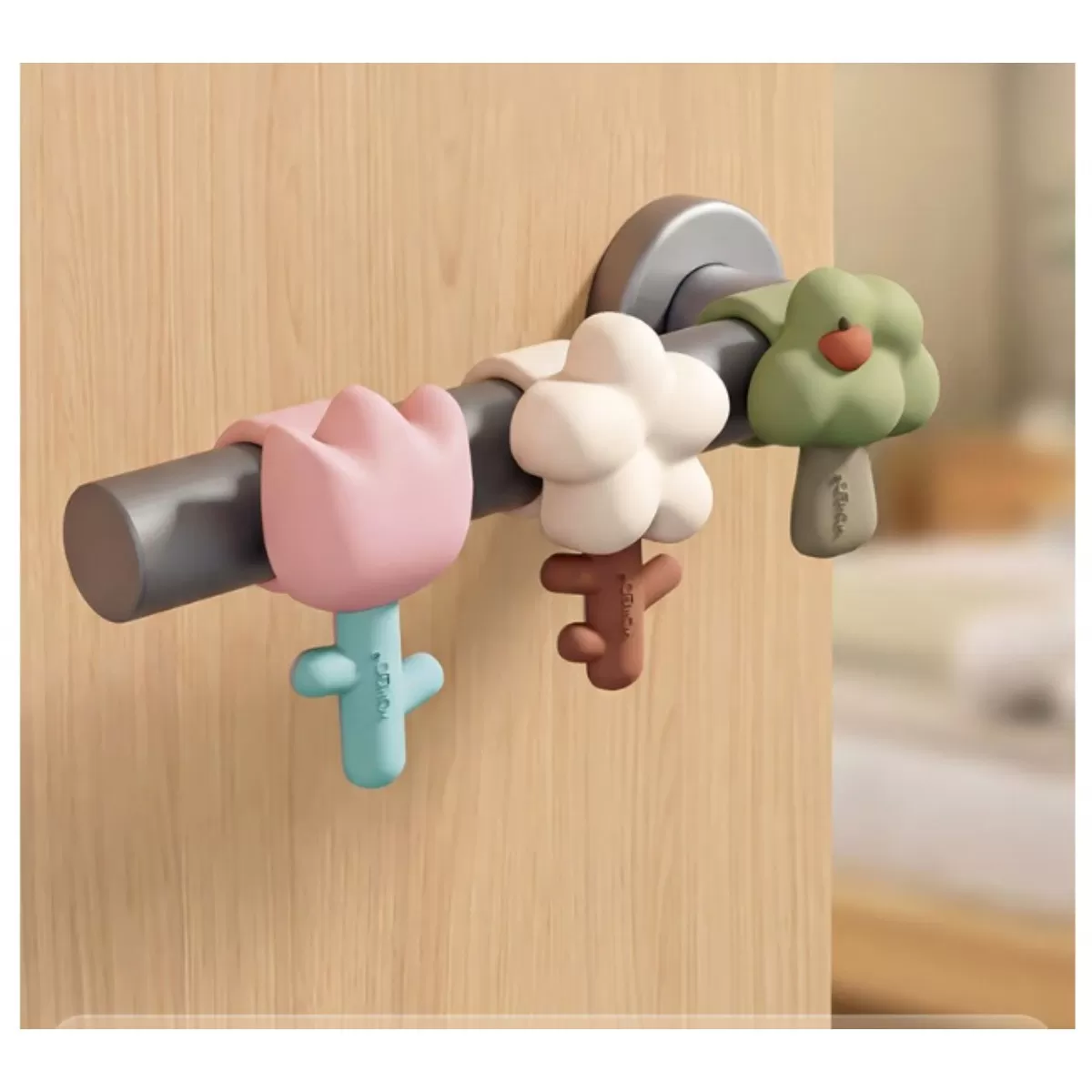 INF 3-pack silikonkuddar i blomform för dörrhandtag - tyst, borrfritt stöt- och väggskydd, stötabsorberande dörrstopp