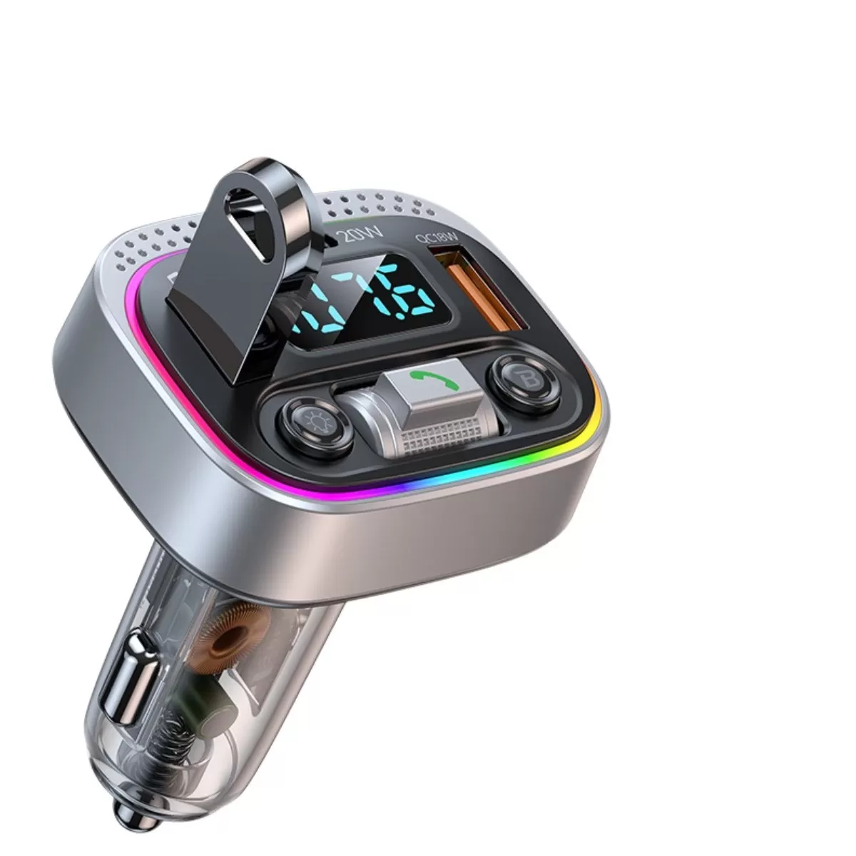 INF Bil Bluetooth MP3-spelare - Bluetooth 5.3 trådlöst ljud, Dual USB med PD 30W snabbladdning, USB MP3-uppspelning för 12V-24V