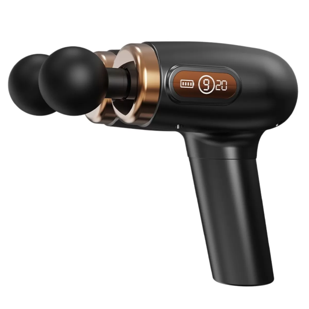 INF Fasciapistol - Elektrisk dubbelhuvudig massagepistol med 9 hastigheter, USB-laddning och 8 utbytbara huvuden Grå