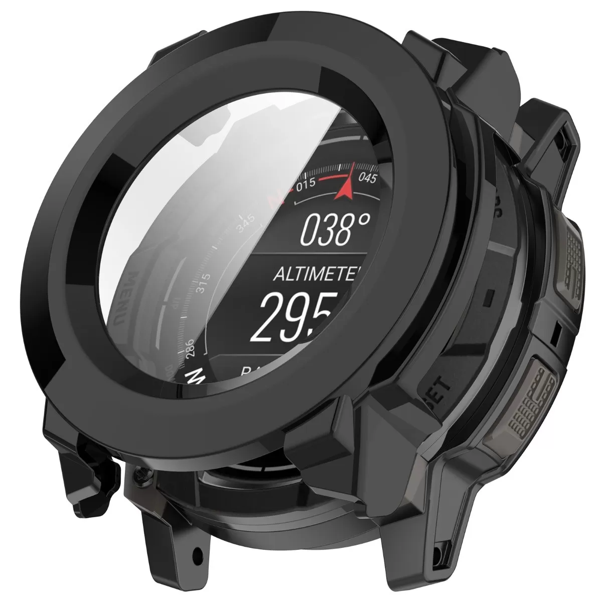 INF PC-fodral med härdat glas kompatibelt med Garmin Instinct 3 50mm - helkroppsskydd svart