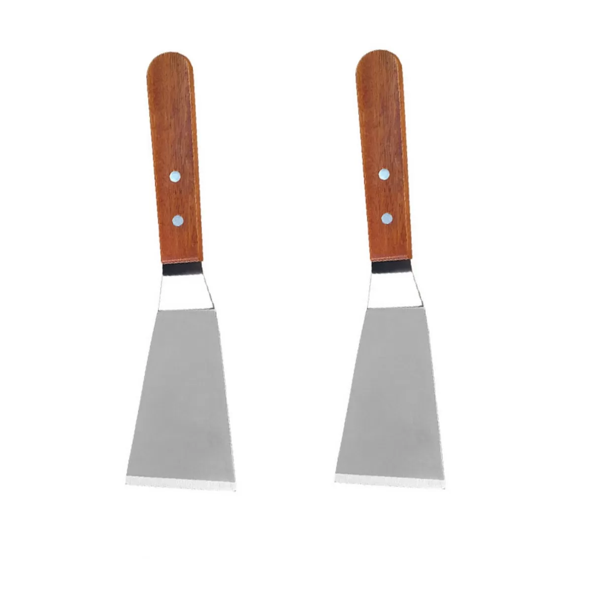 INF Teppanyaki-spatel 901 med träskaft, liten vändare 2-pack - rostfritt stål för stekplatta, BBQ och stek