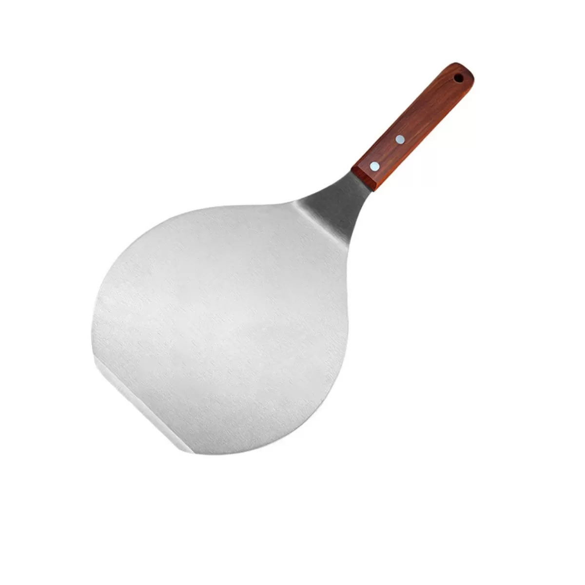 INF Teppanyakispatel 908 med trähandtag – rund vändspade i rostfritt stål, silver, för grill och steak