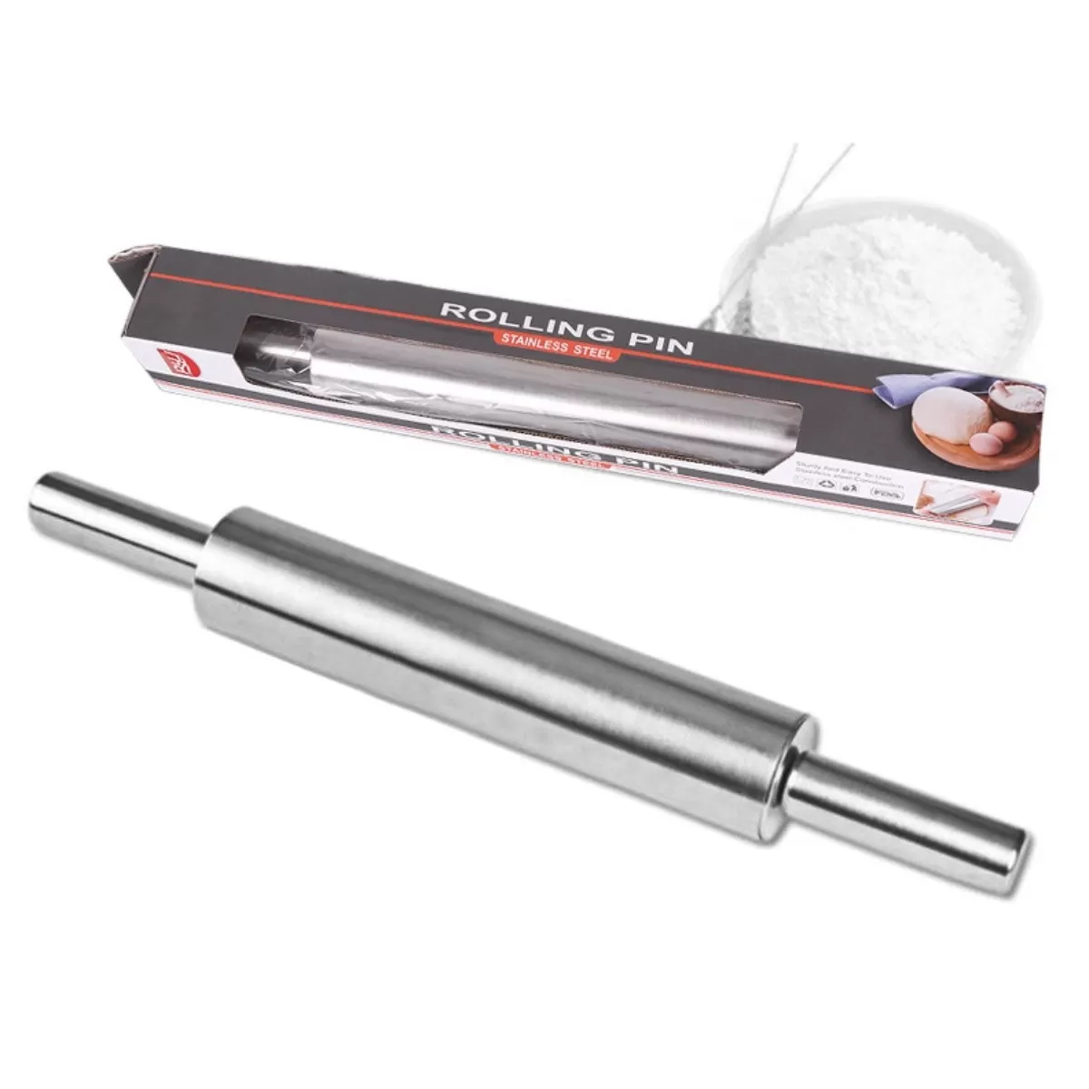 INF Rostfri Kavel 43cm Silver - Metallkavel för Bakverk, Dumplingskal och Nudeltillverkning