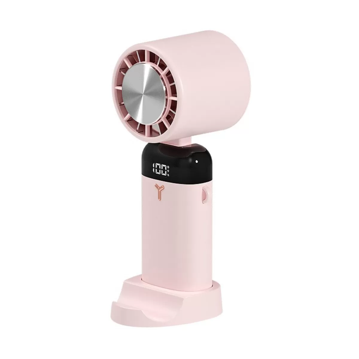 INF Handhållen fläkt med halvledarkylning LT-S3213 - Bärbar vikbar fläkt med halvledarkylning, 3 hastigheter och LCD-display, Rosa