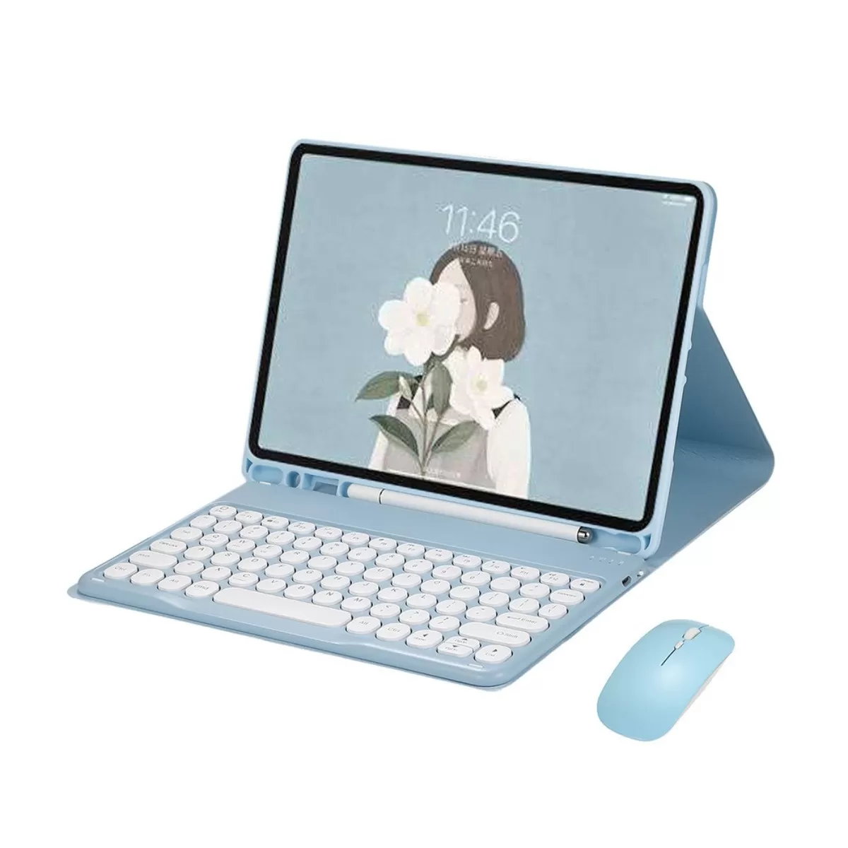 INF Himmelsblått Bluetooth-tangentbordsfodral + Mus för Samsung Galaxy Tab S6 Lite 10.4" 2022/2020
