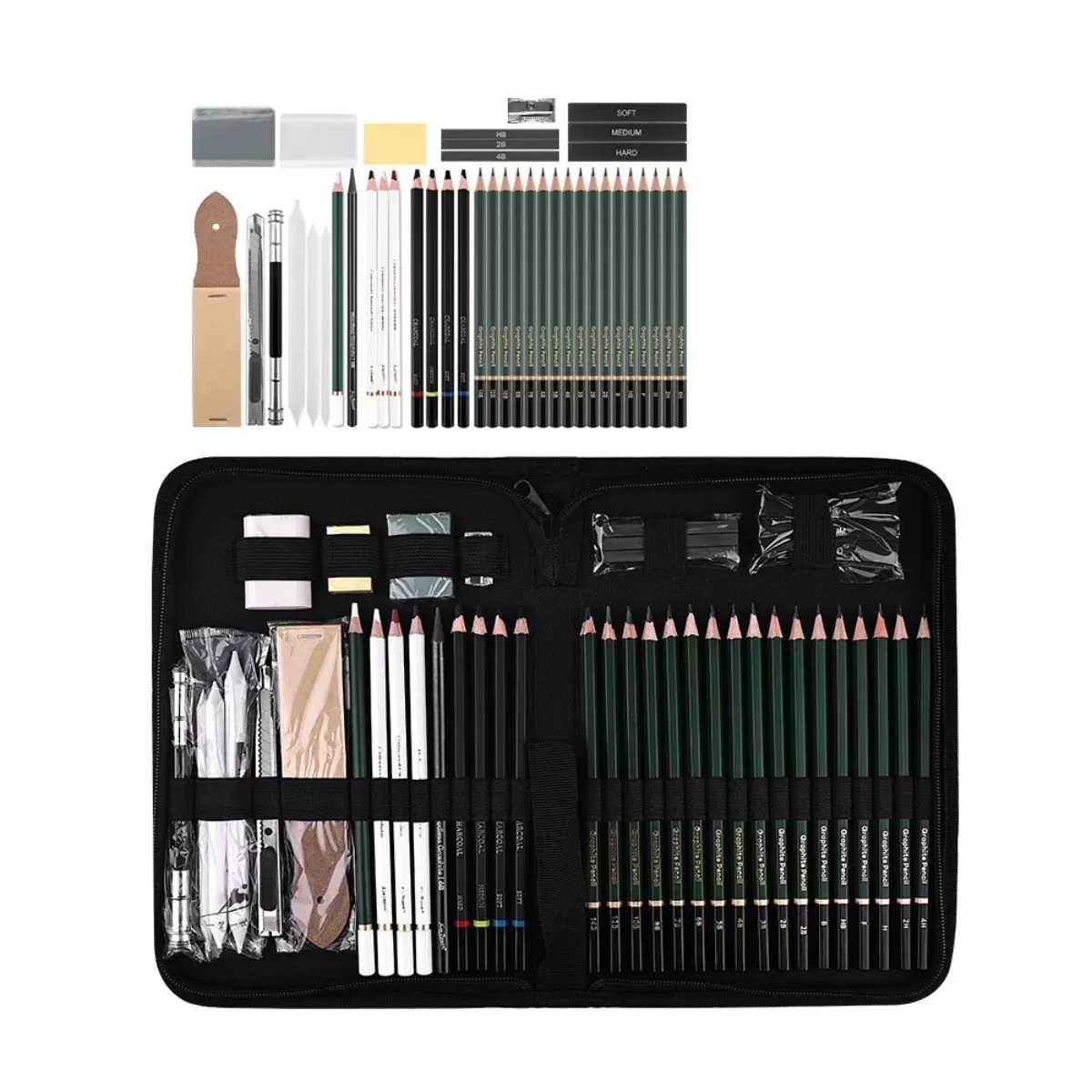 INF 42-delars skiss-pennset: Komplett konstkit med rit- och grafitpennor