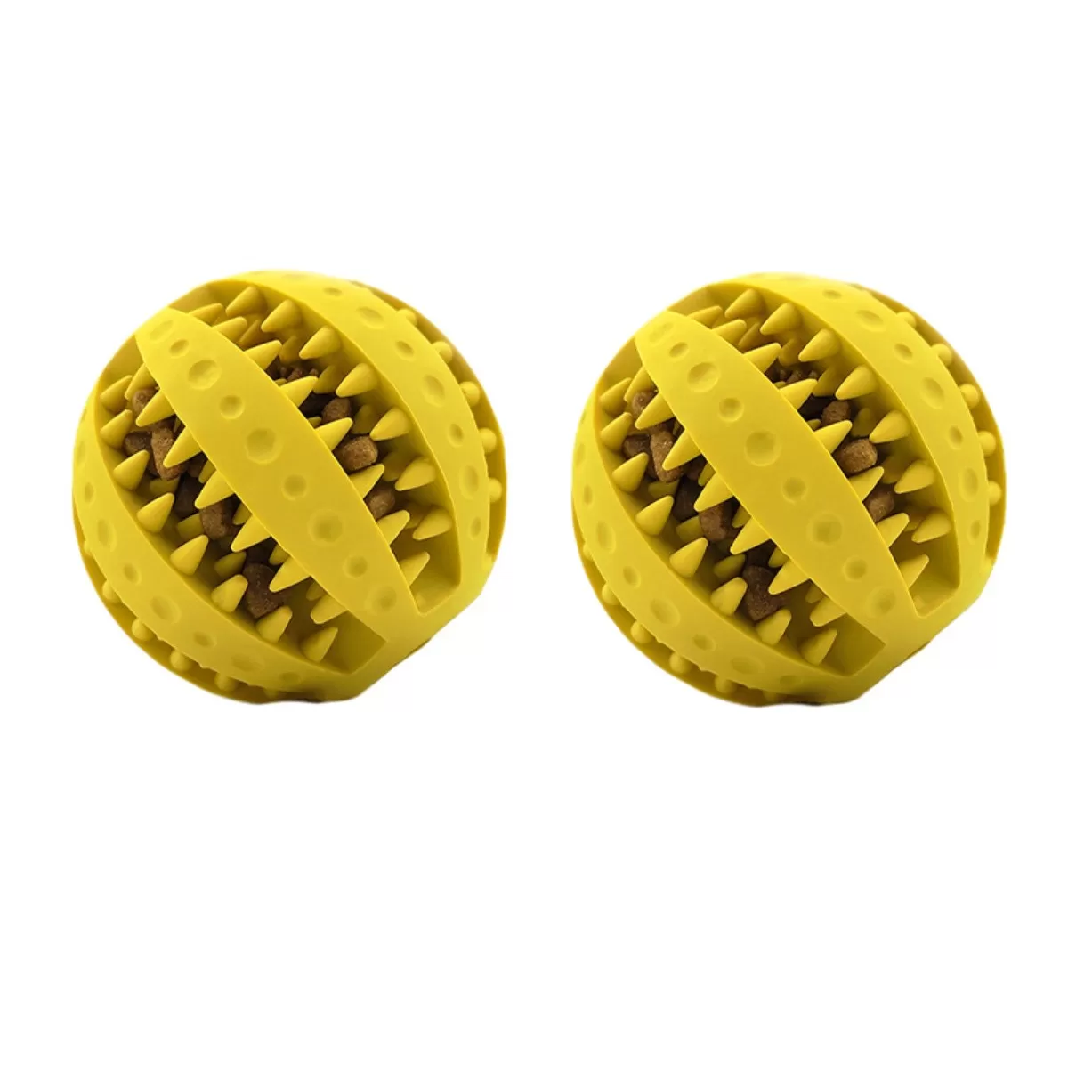 INF Tuggleksak för husdjur 2-pack - Gummiboll för hundar 7cm diameter, godisfyllande tandrengörande leksak Gul