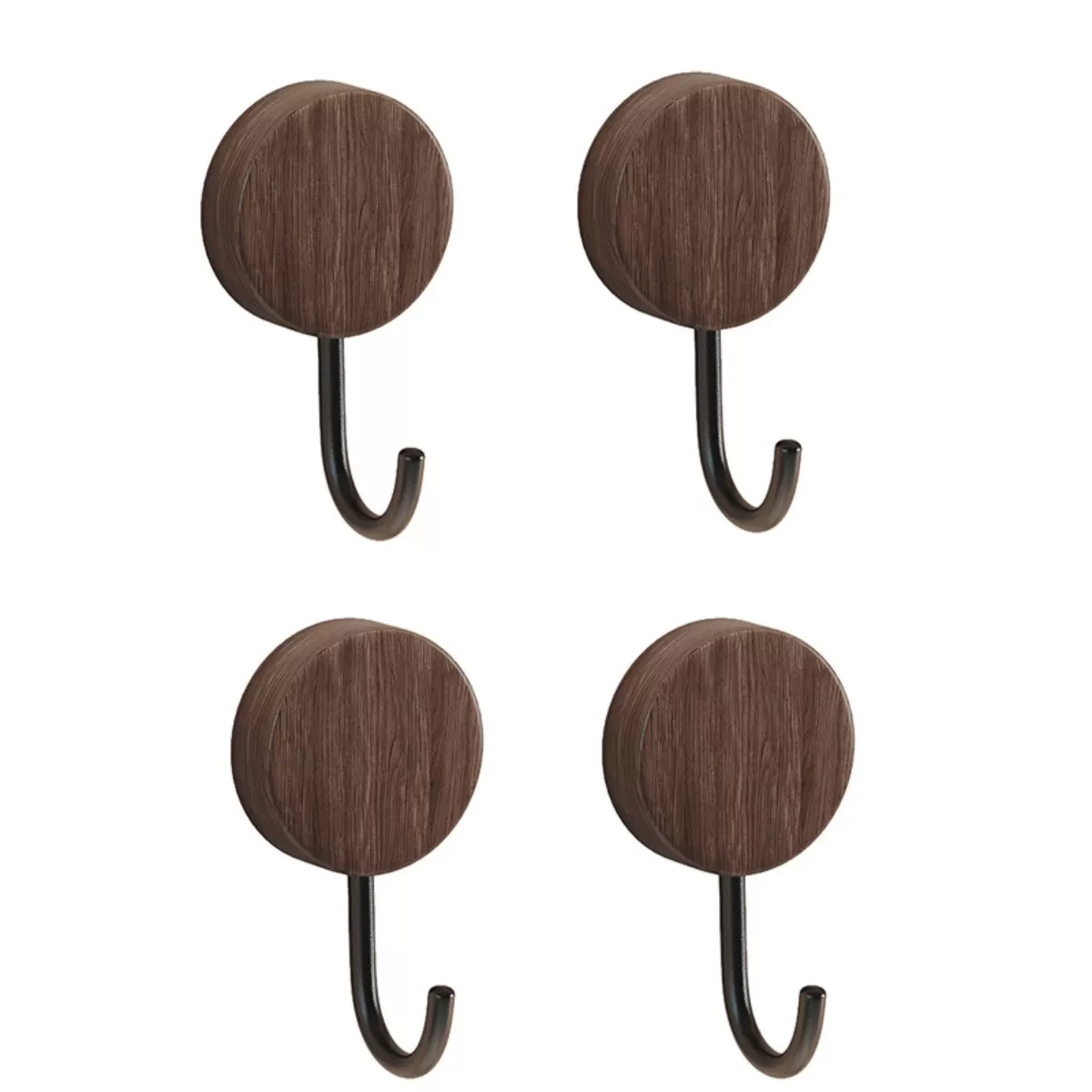 INF Överdörrskrokar Valnöt+Svart 4-pack - ABS-dörrkrokar utan borrning, skadefri, max belastning 5-10kg
