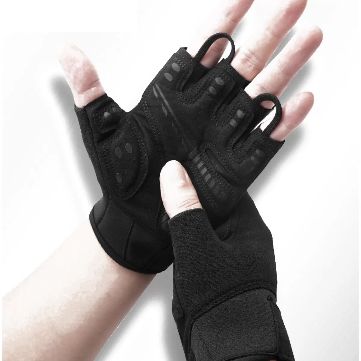 INF Halvfingerlyftarhandskar - Halkfria gymhandskar i spandexpolyester för hantlar, tyngdlyftning, klättring, L