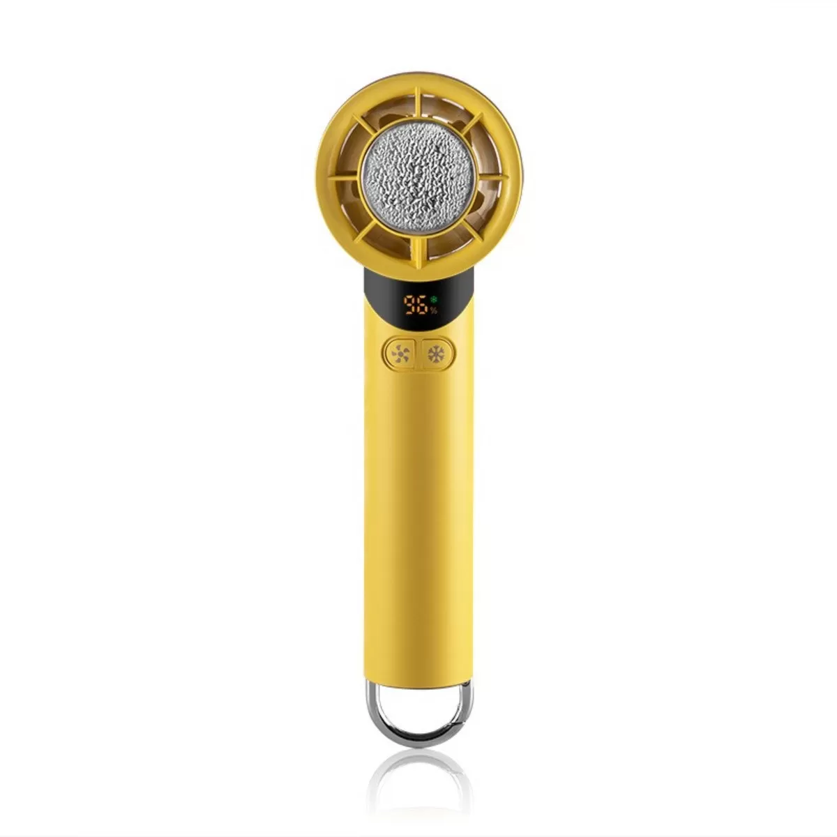 INF Bärbar handhållen fläkt – termolektrisk is-keramisk kylning, USB-uppladdningsbar, digital LED, 100-stegs steglös hastighet, Gul