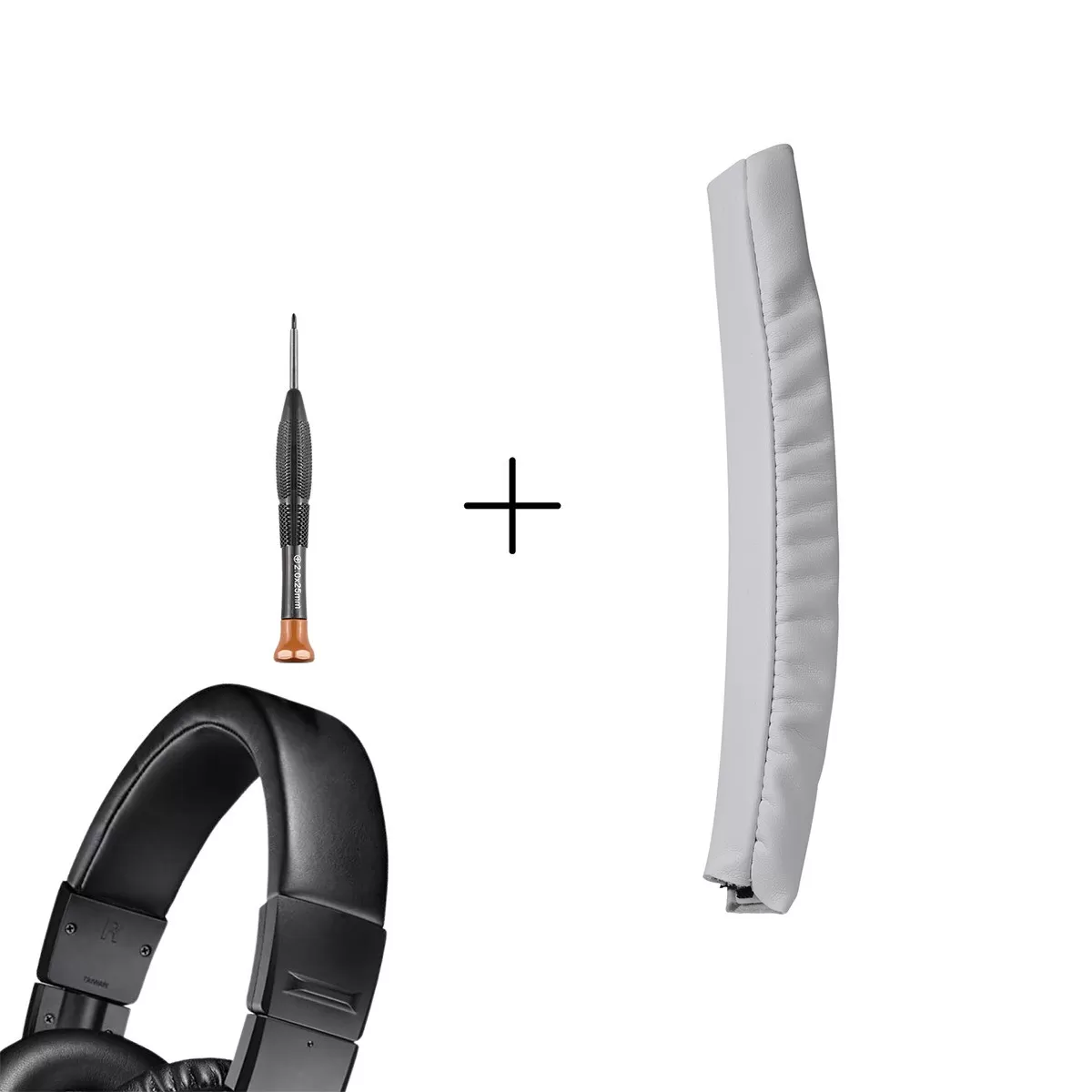 INF Proteinläder huvudbandsskydd kompatibelt med Audio-Technica ATH M50-serien - Minnesskumkudde med borttagningsverktyg Vit
