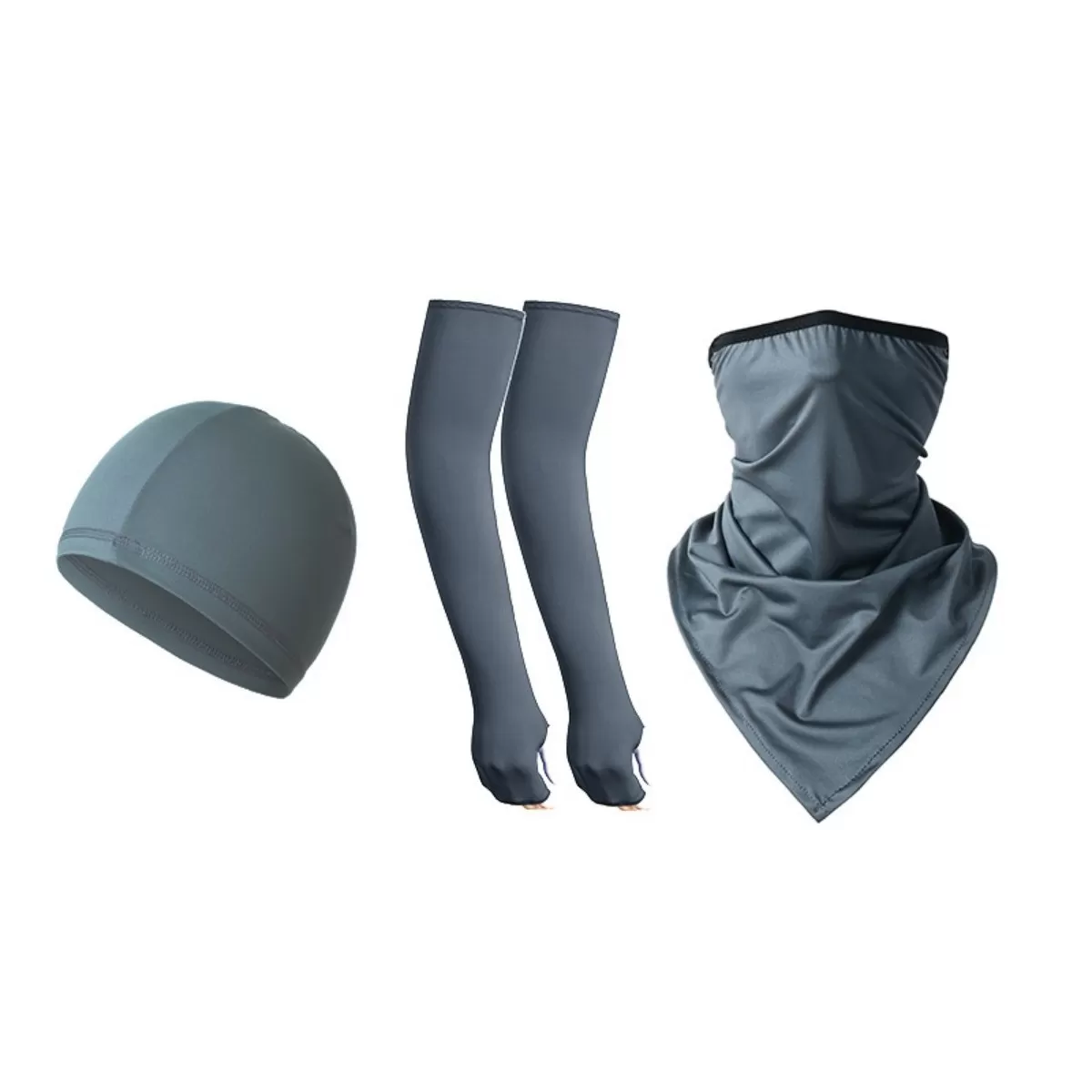 INF Utomhus ärmset med trekantsjal och liten hatt - polyester, solskydd och fukttransport, multifunktionellt Grå