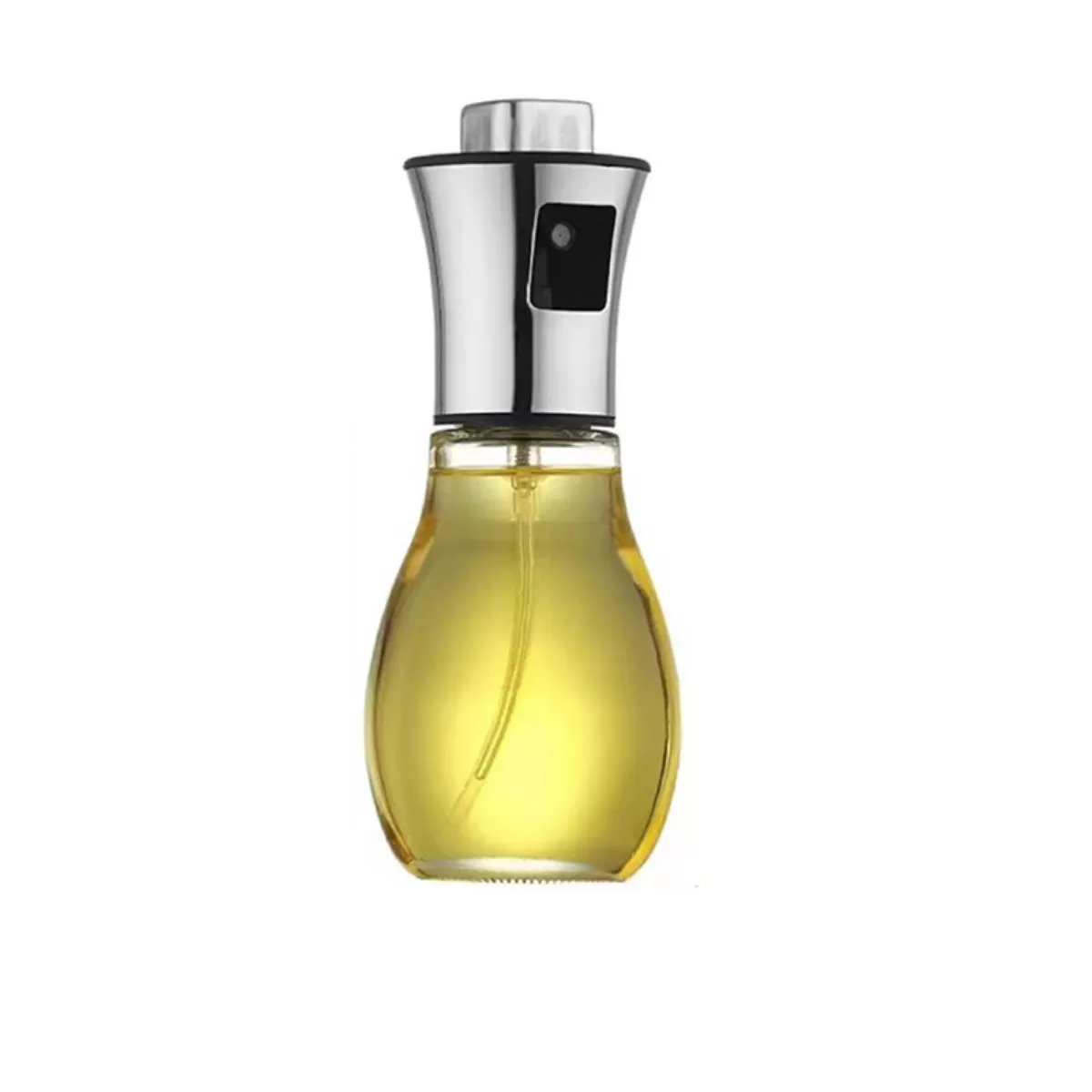 INF 200ml rund oljesprayflaska - livsmedelskvalitet 304 rostfritt stål och glas, tryckspruta, läckagesäker för matlagning och