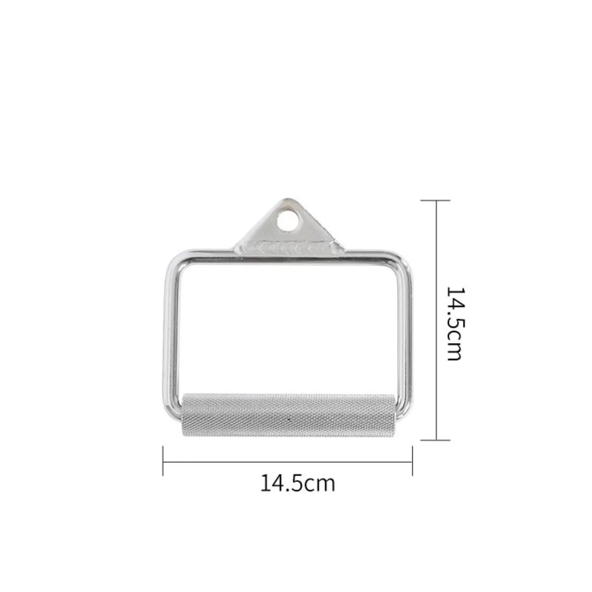 INF D-handtag för kabelmaskin - silverstål D-handtag för en- eller tvåhands kabelträning, 14.5x14.5x3cm