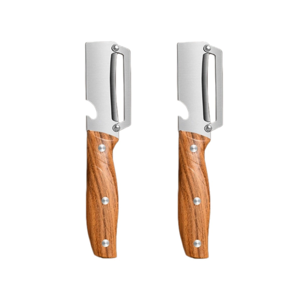 INF Rostfri grönsaksskalare 2-pack med trähandtag – silver multifunktionell potatisskalare