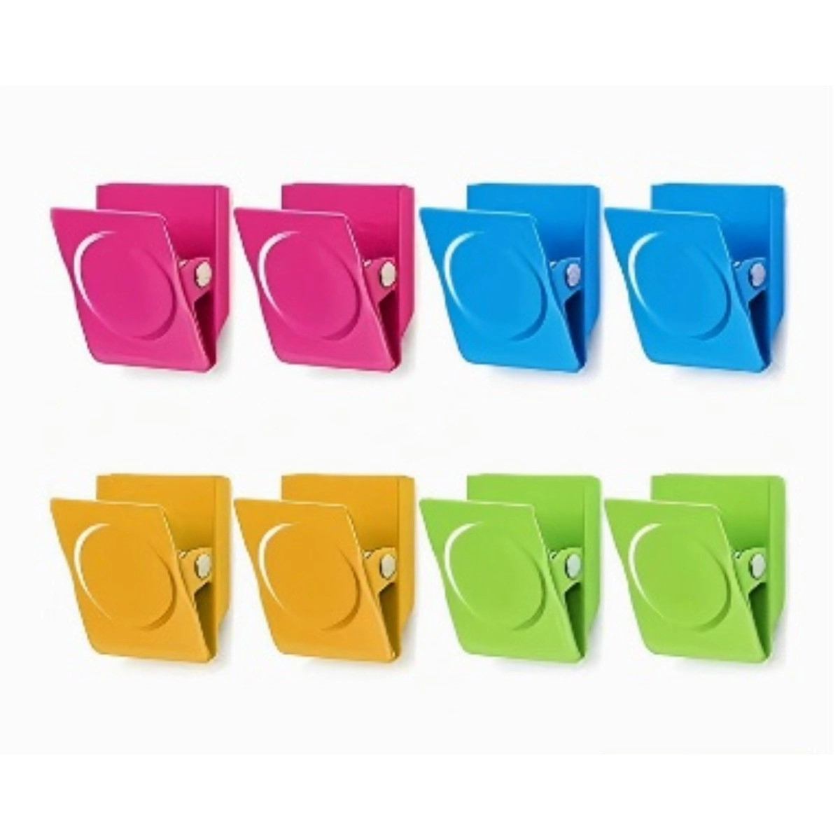 INF Multifunktionella mjuka gummimagnetklämmor, 8-pack, 4 blandade färger – Universal kylskåps- och whiteboard-organisatör