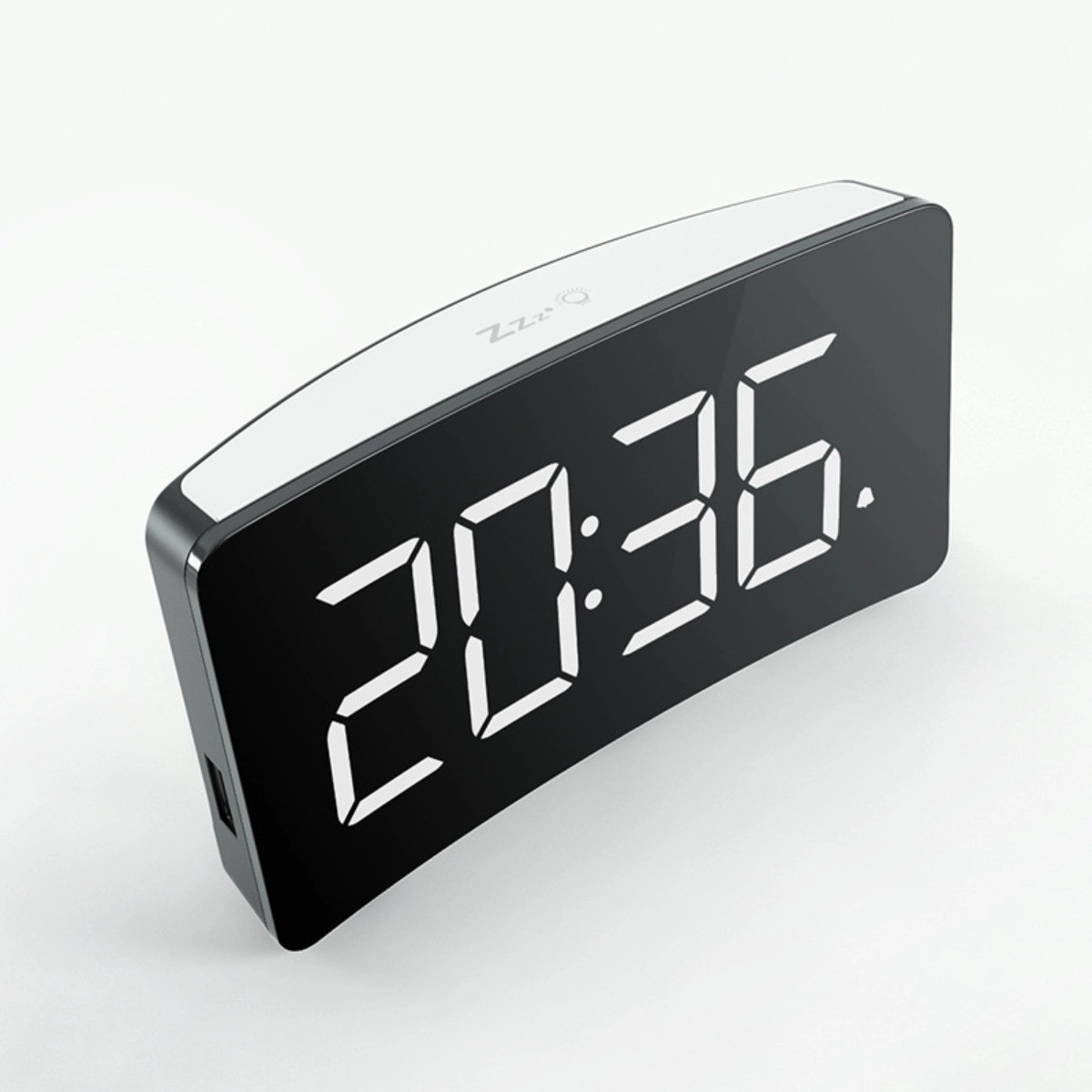 INF USB-driven nattlampa väckarklocka med dimbar RGB-belysning, dubbelalarm, snooze och justerbar volym