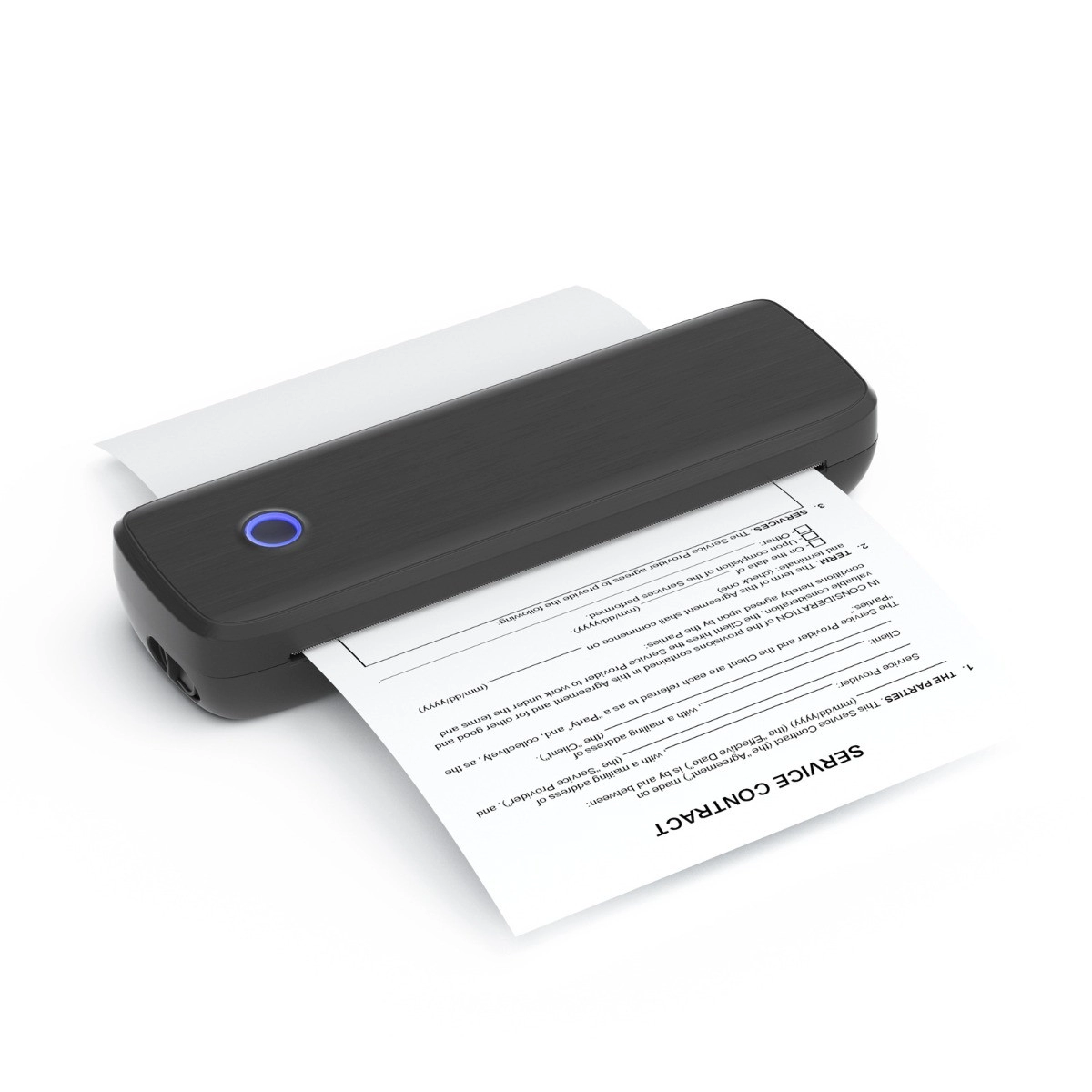 INF Portabel A4 bläckfri termisk skrivare – Bluetooth & USB, uppladdningsbart polymer-litiumbatteri, kompatibelt med iOS, Svart