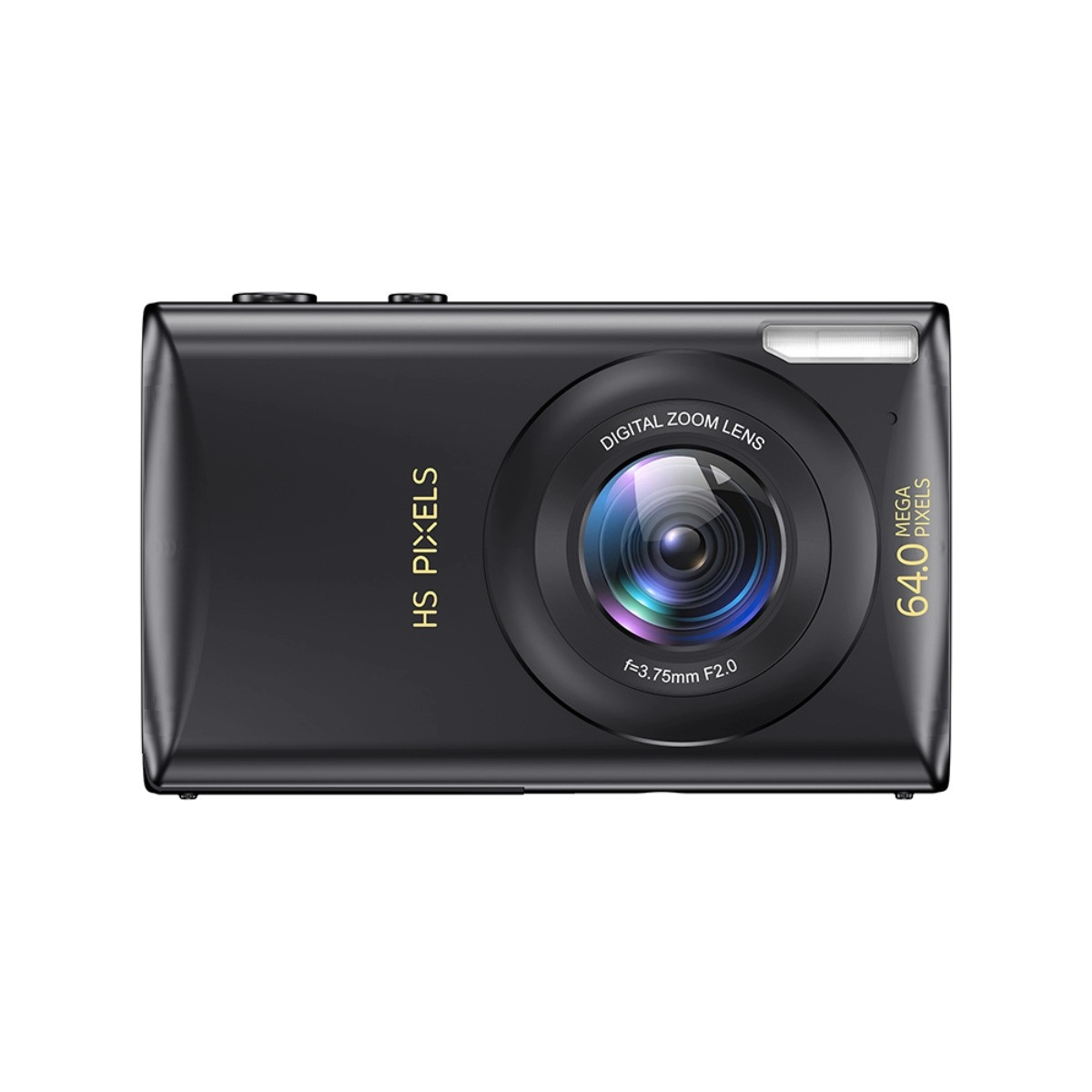 INF Multifunktionell musikkamera – 64MP foto, 4K-video, inbyggd MP3, 1200mAh, kompakt PC+ABS för resor och selfies Svart