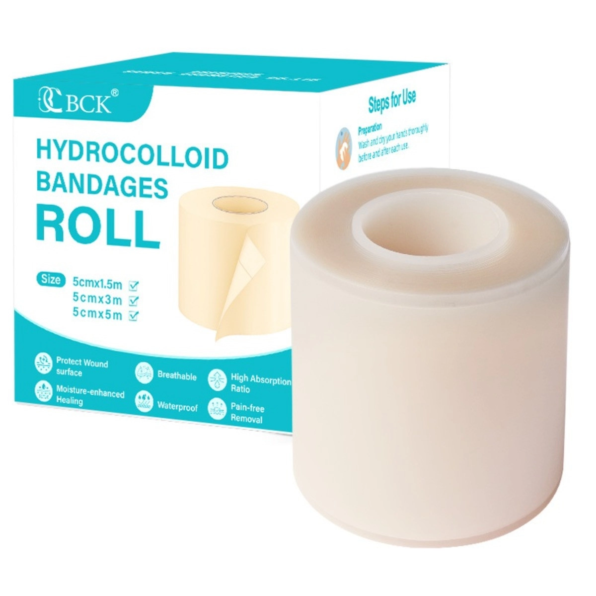 INF Ärrtejp 5cm Hydrocolloid Hudfärgad Rulle - Silikon Ärrtejp, Fysisk Barriär för Brännskador och Hypertrofiska Ärr 5 m