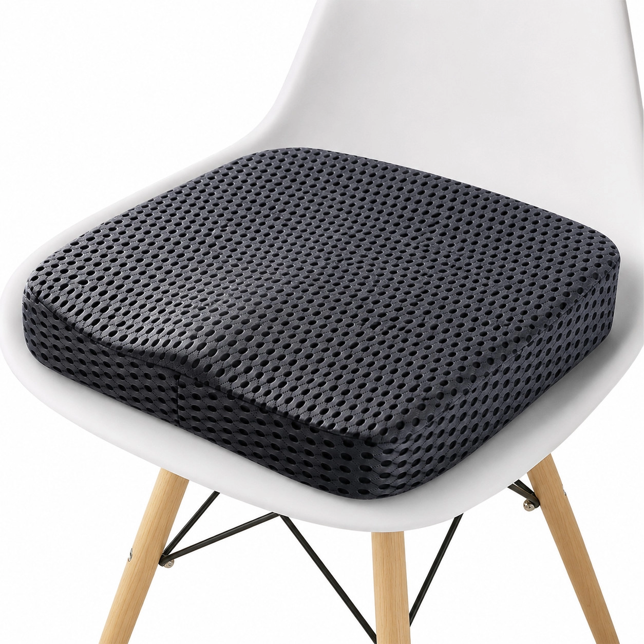 INF 4D Mesh Minnesskum Sitsdyna – Långsam Återfjädring Ergonomisk Kontors- och Bilsits, Svart, 40cm x 40cm x 5cm