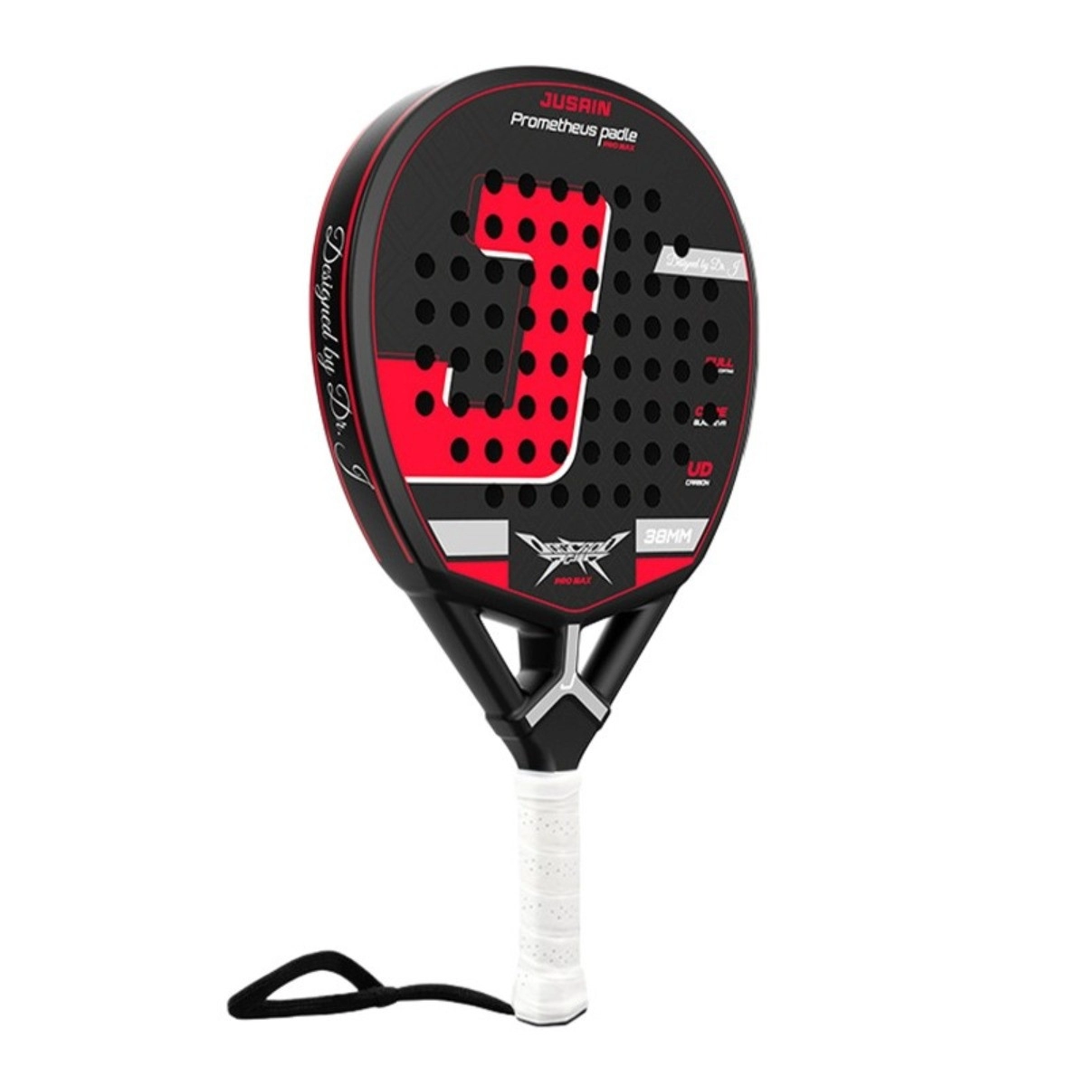 INF Kolfiber platt-stil padelracket - Lättviktig hög feedback, balanserad kraft med optimerad håldesign, flerfärgad