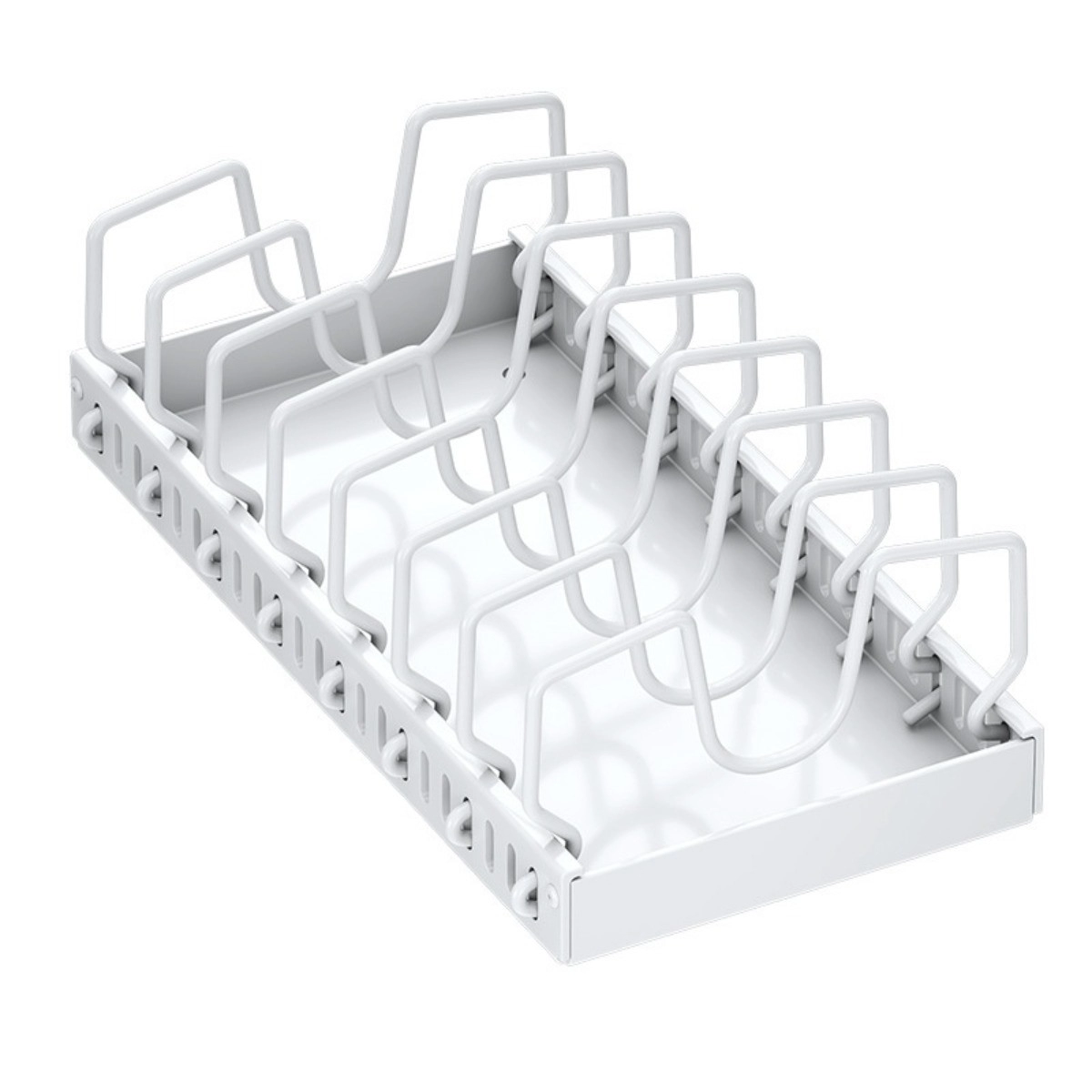 INF Enkellagers utdragbar hyllorganisatör med spaltad design - kökshylla i kolstål 42cm x 21cm x 3.2cm Vit