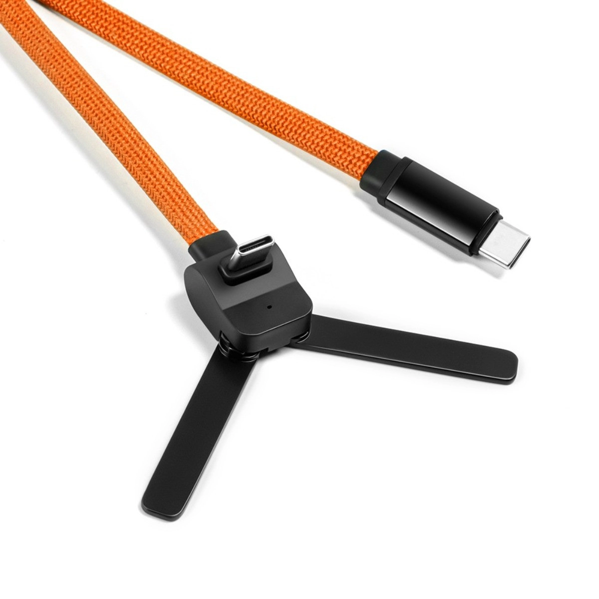 INF OTG + Type-C flätad telefonställ laddnings- och datakabel - 60W snabbladdning, 3A, zinklegeringsställ Orange
