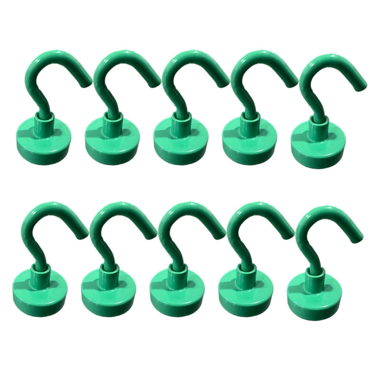 INF 10-pack magnetkrokar - rostfritt stål med neodymmagnet, elektropläterad vattentät beläggning, borrfri flyttbar design Grön