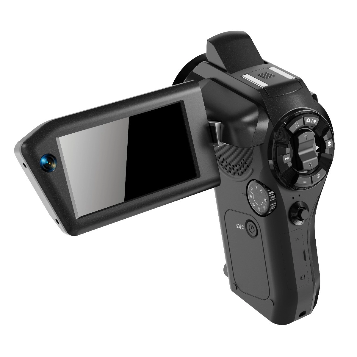 INF Vloggkamera med vridbar 3.0-inch HD IPS, 12MP CMOS, 4K/60FPS, 5K/30FPS och 16x digital zoom Svart