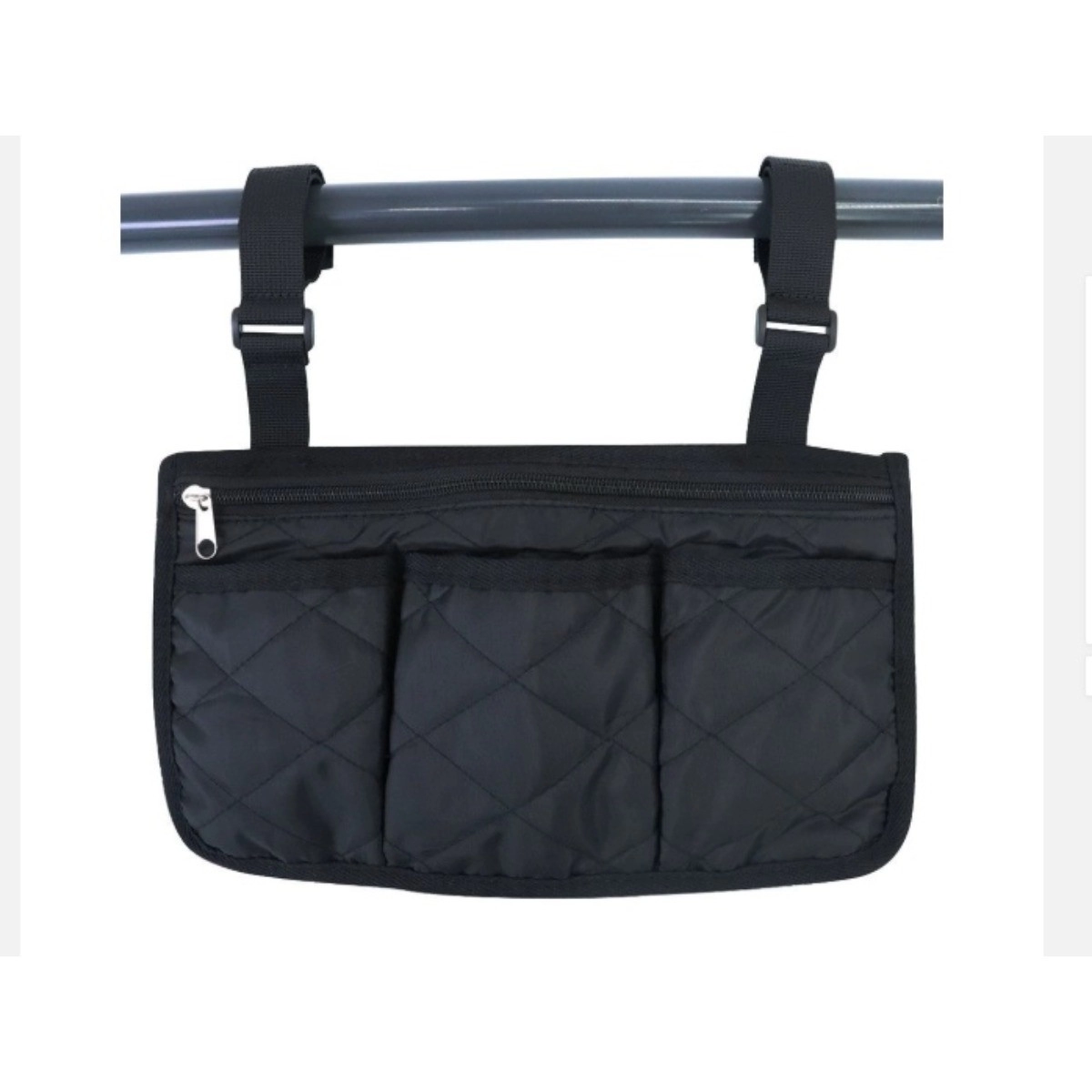 INF Utomhus rullstols- och hopfällbar rollatorförvaringsficka - Handsfree armstöd- och ryggficka, polyester, svart, 32cmx18cm