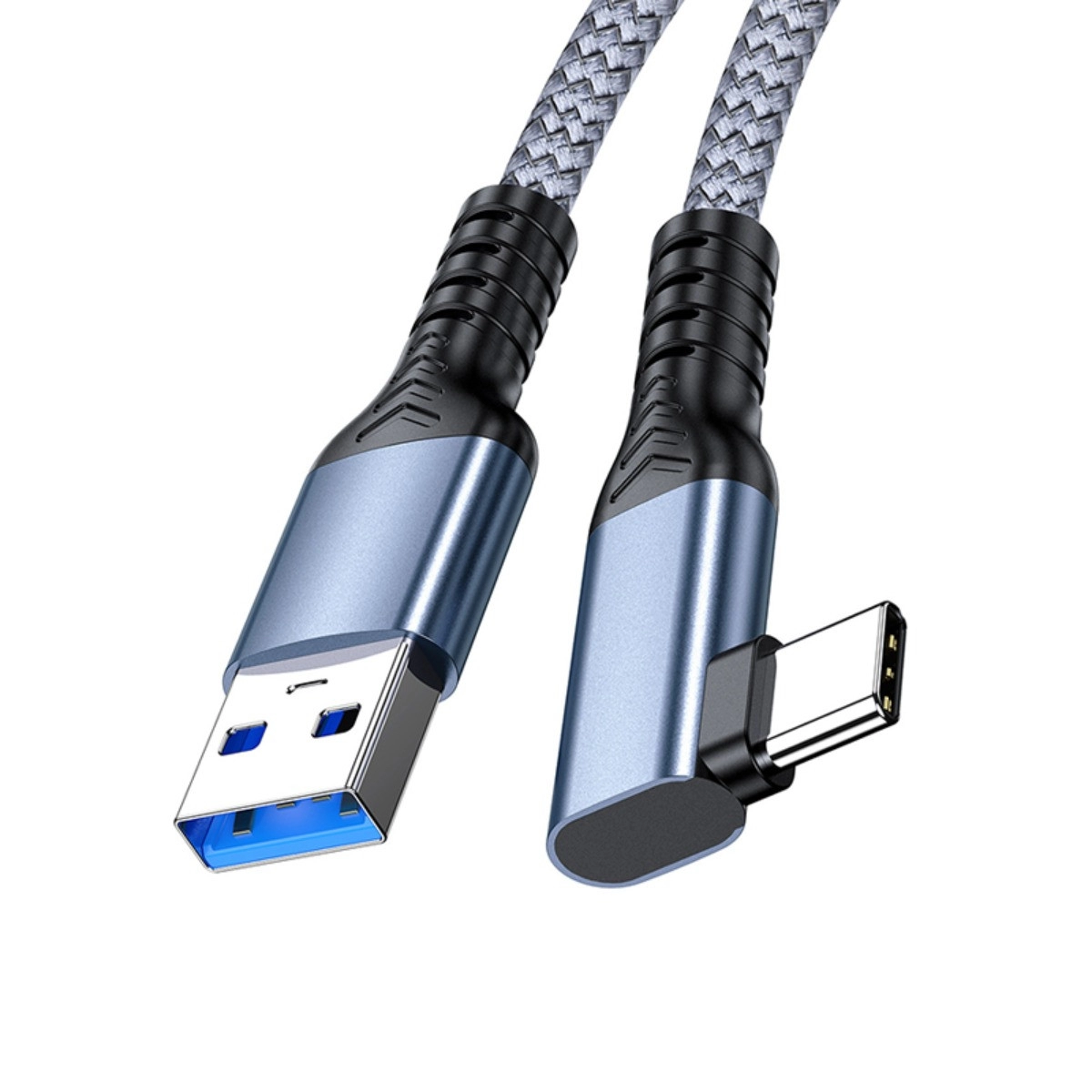 INF USB 3.2 till Type-C-kabel - 10Gbps hög hastighet, 60W snabbladdning, 90° vinkel, högdensitetsflätad 3 m