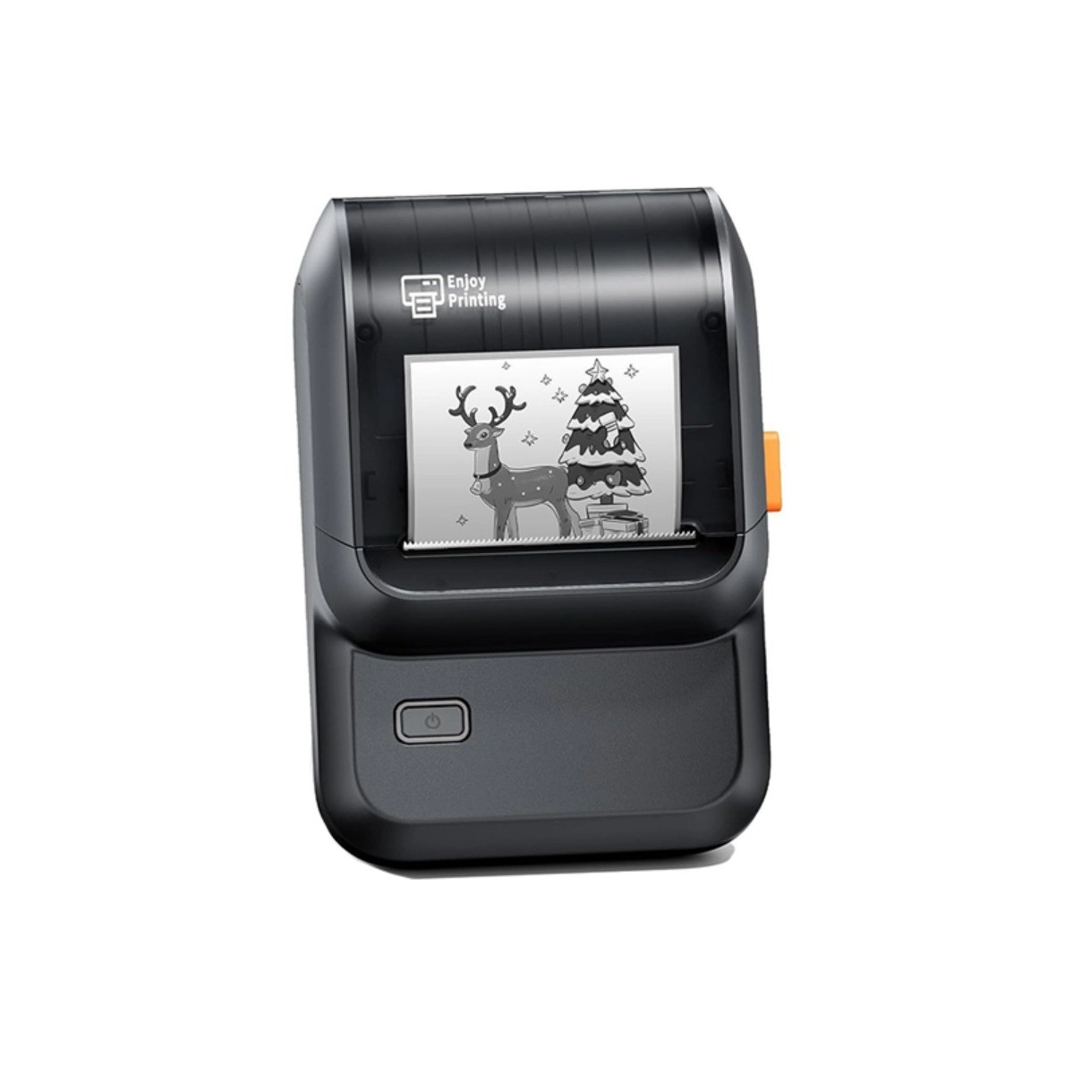 INF Termisk etikettskrivare - Bärbar Bluetooth 4.2 etikettprinter 203dpi, Type-C uppladdningsbar Svart