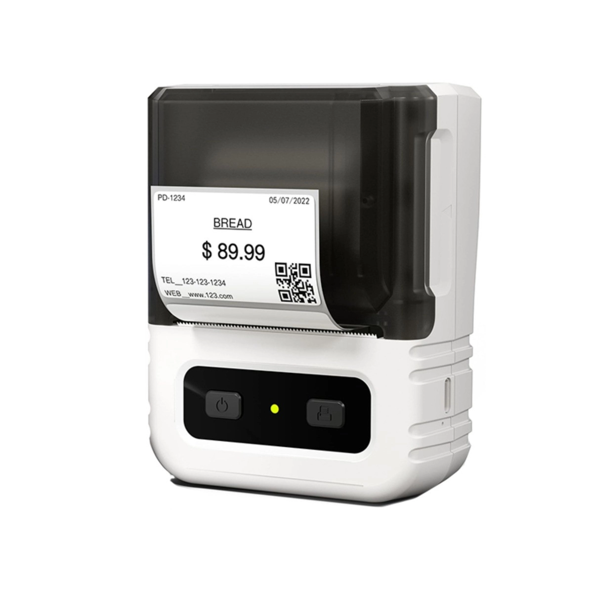 INF Portabel Bluetooth-termisk etikettsskrivare - 203dpi, USB-C uppladdningsbar, 20-50mm etiketter, kompatibelt med iOS, Vit