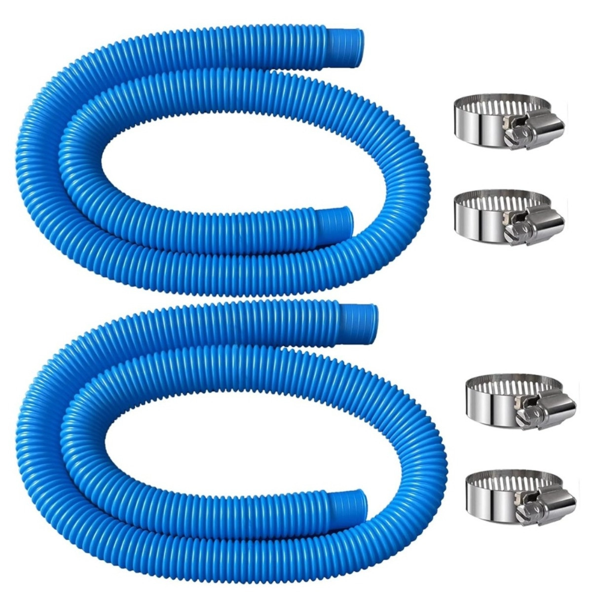 INF 32mm PE korrugerad poolslang för ovanmarkspooler, 2 slangar + 4 slangklämmor - flexibel, enkel installation